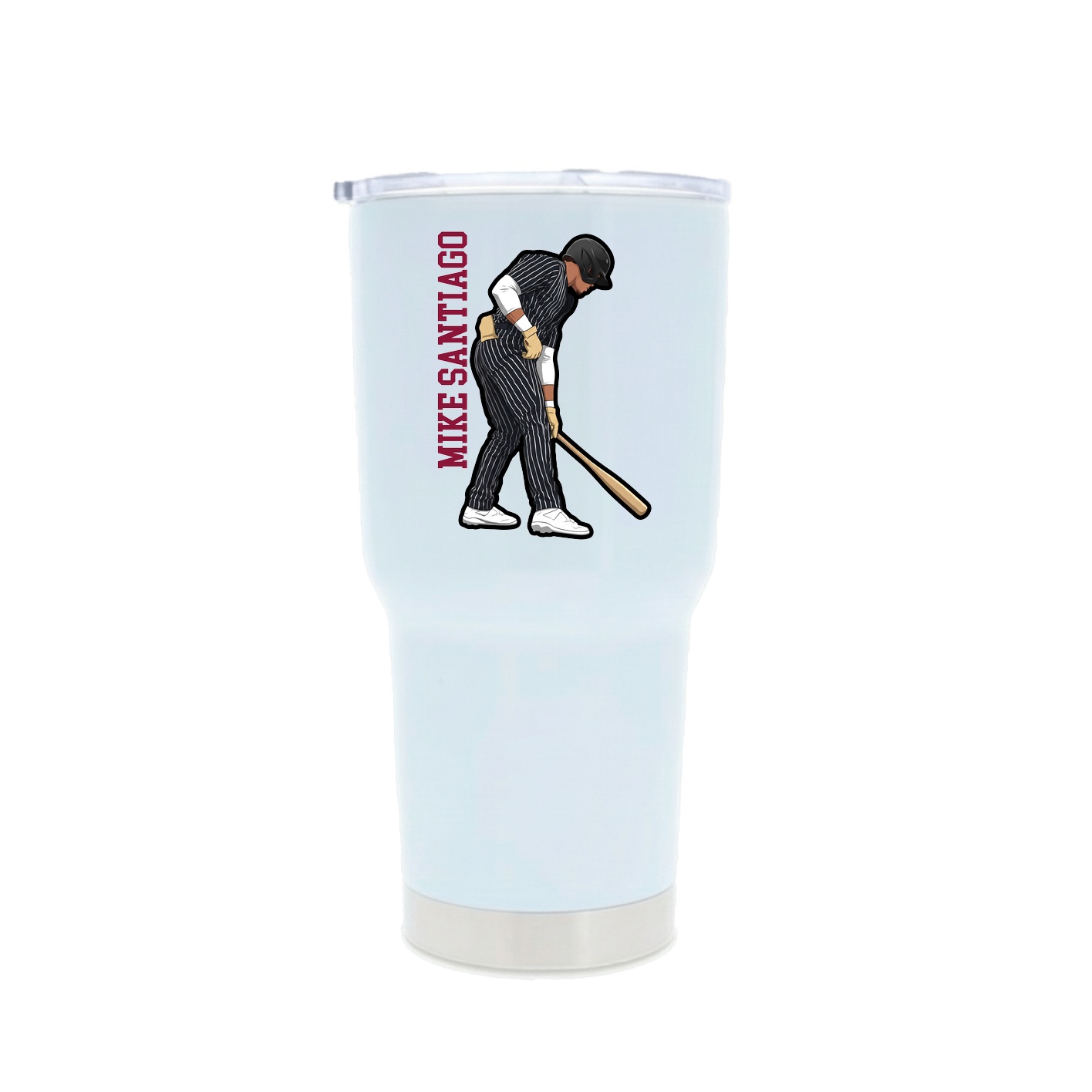 30oz Stainless Steel Tumbler — Name Vertical in White