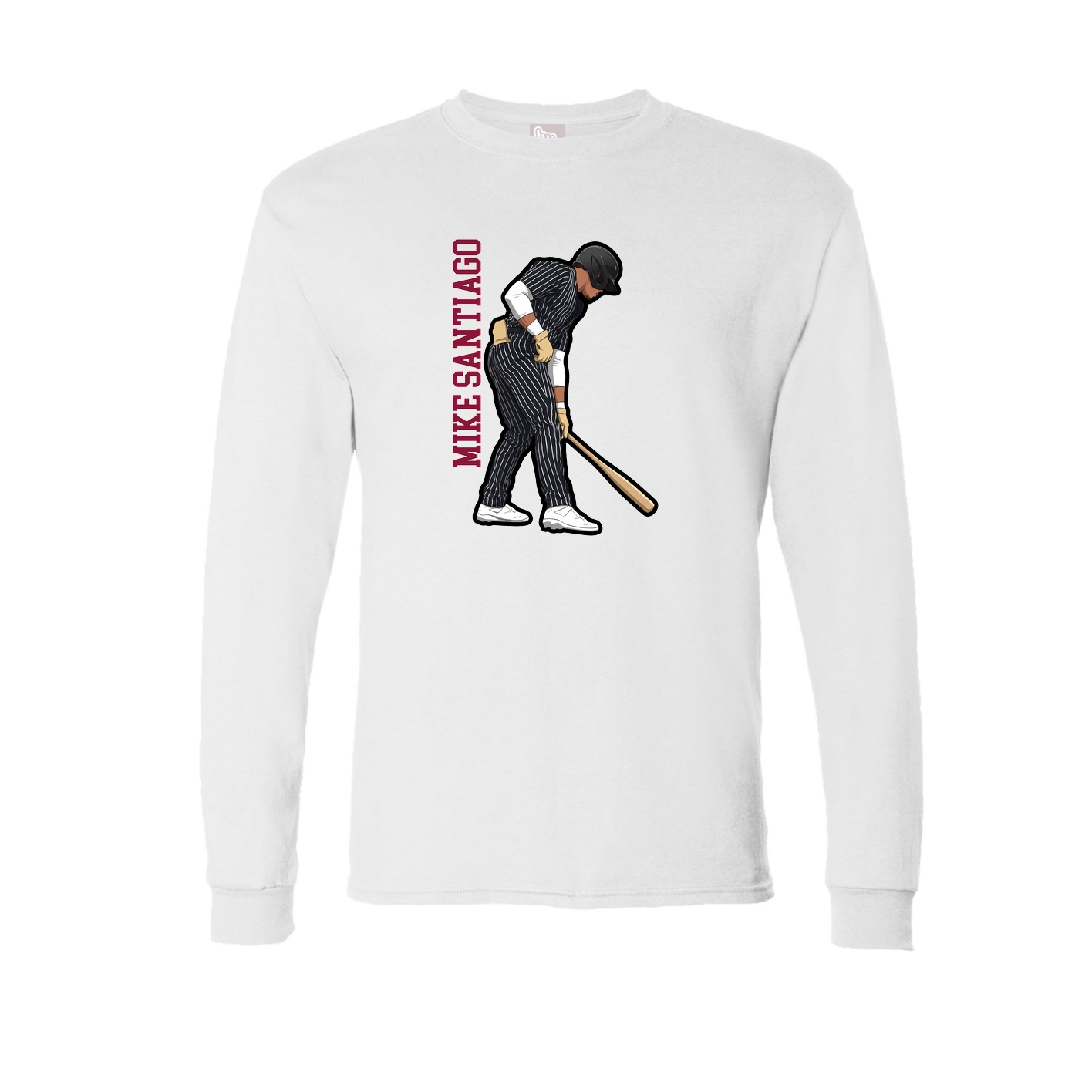 Long Sleeve Tee — Name Vertical in White