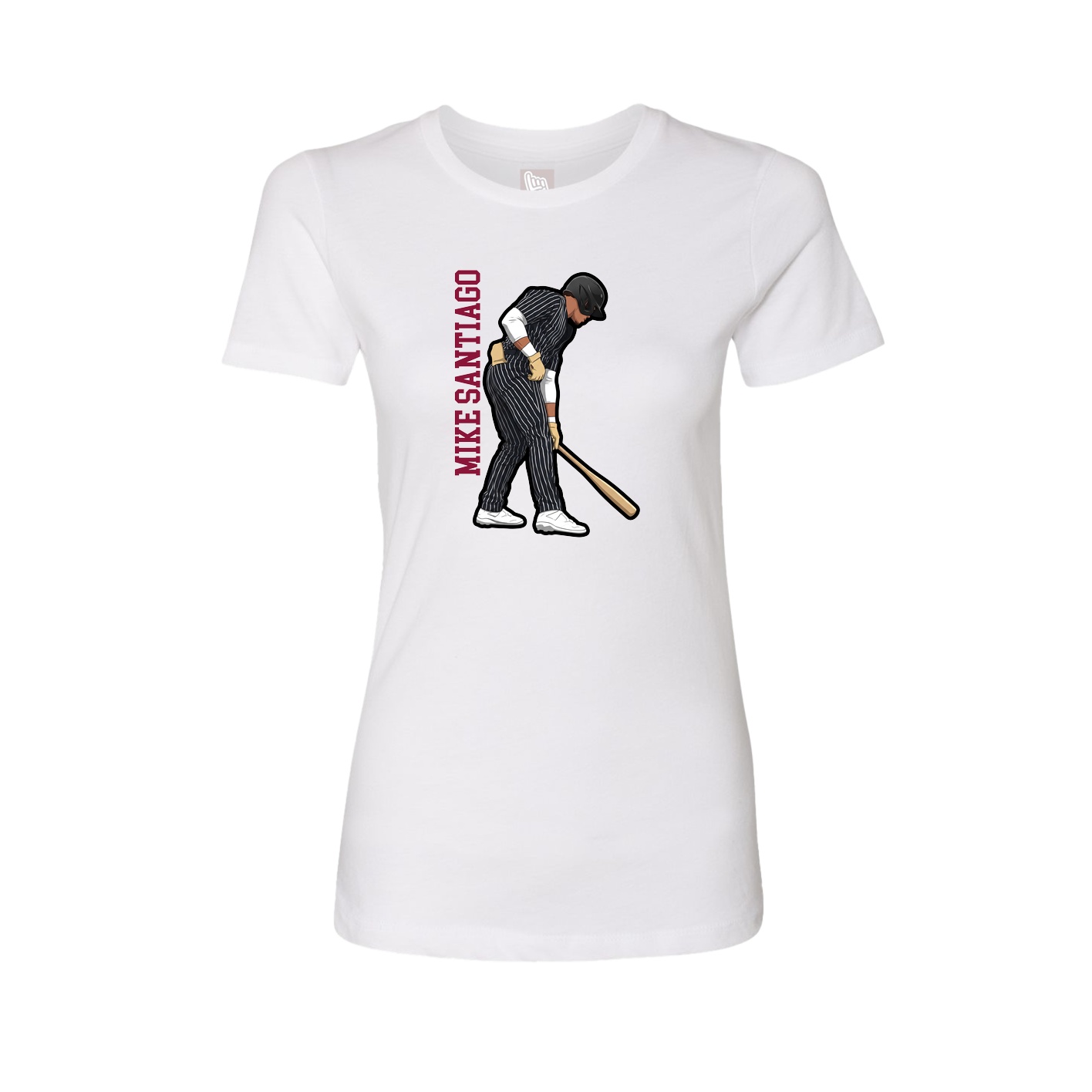 Fitted Women's Tee — Name Vertical in White