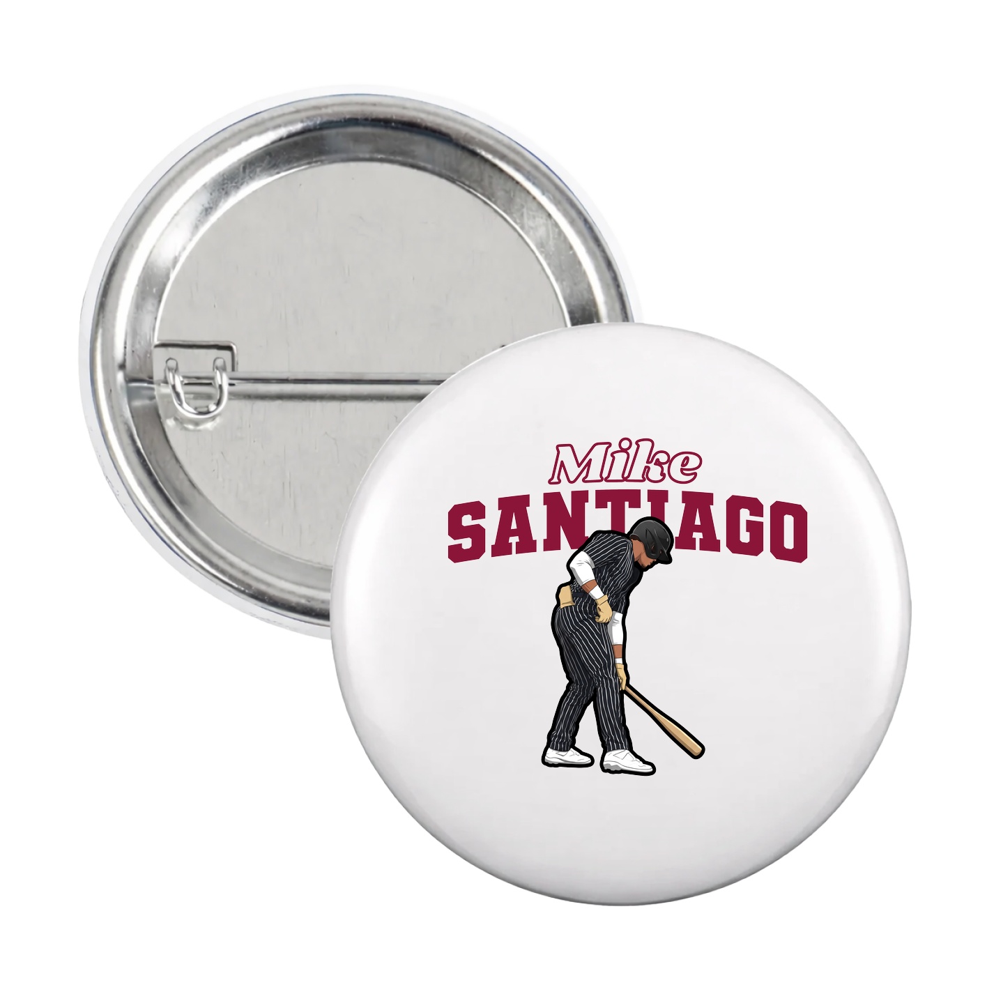 Game Day Button — Name Arch in White