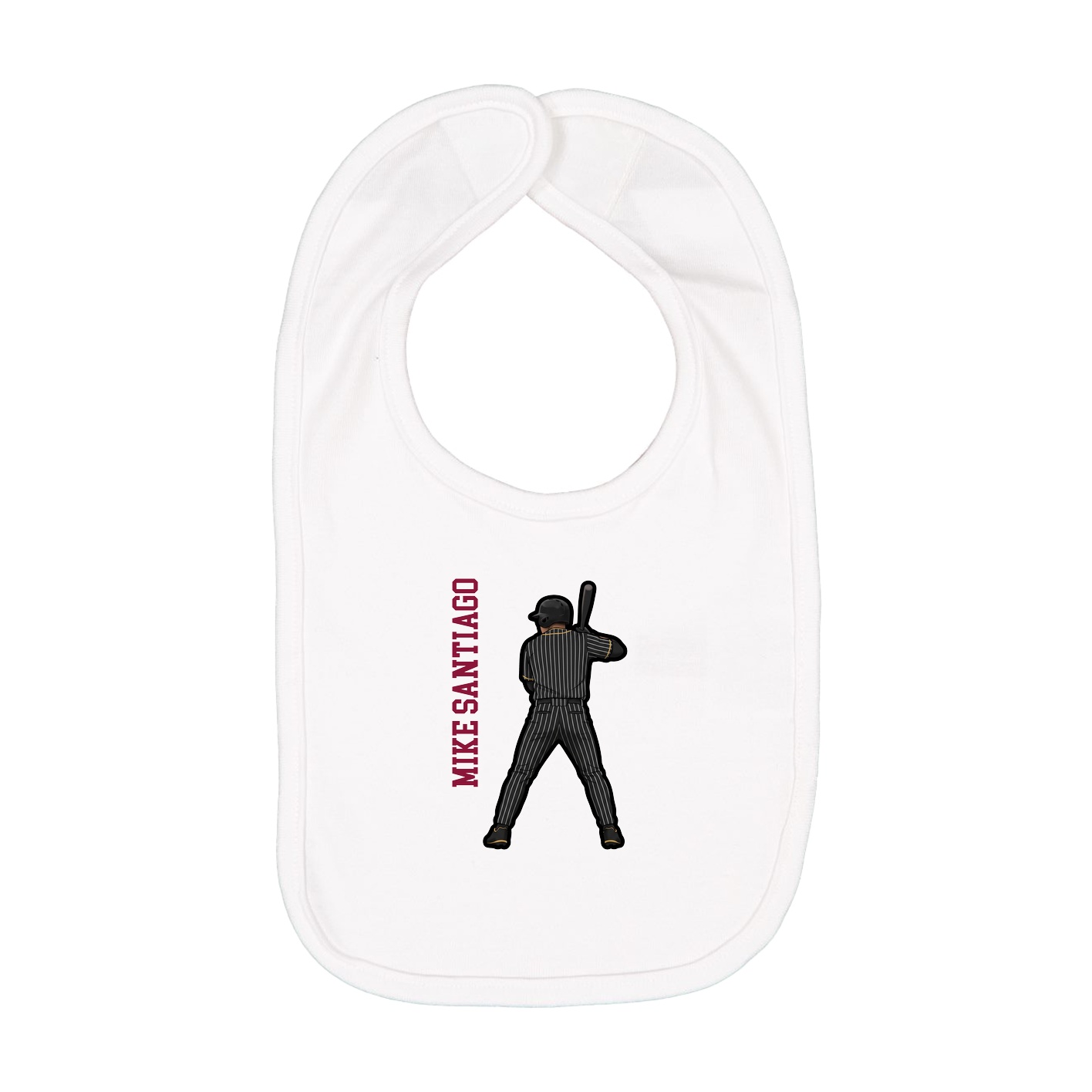 Infant Bib — Name Vertical in White