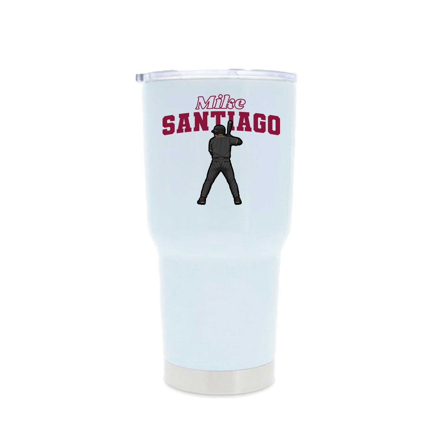 30oz Stainless Steel Tumbler — Name Arch in White