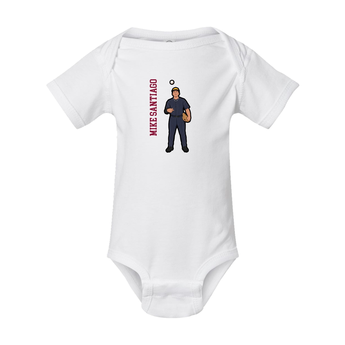Baby Onesie — Name Vertical in White