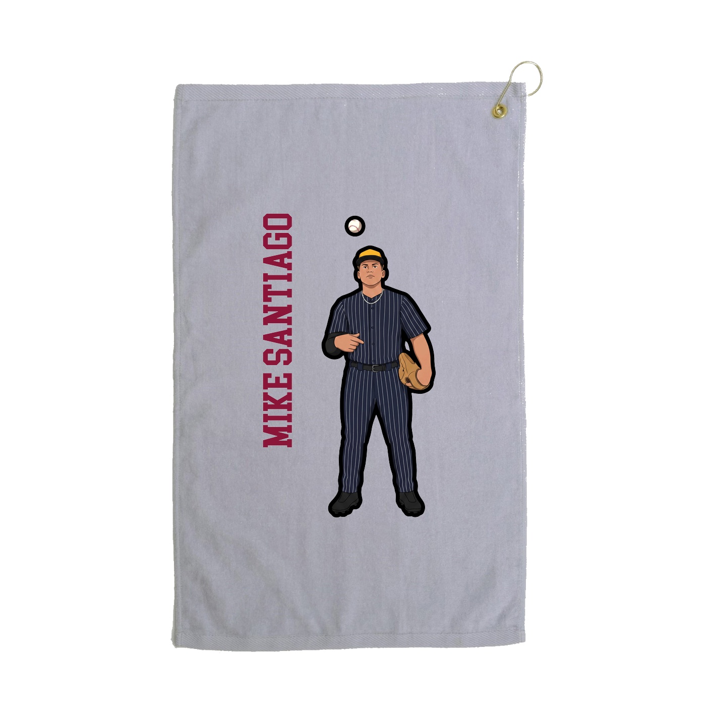 Golf Towel — Name Vertical in Grey
