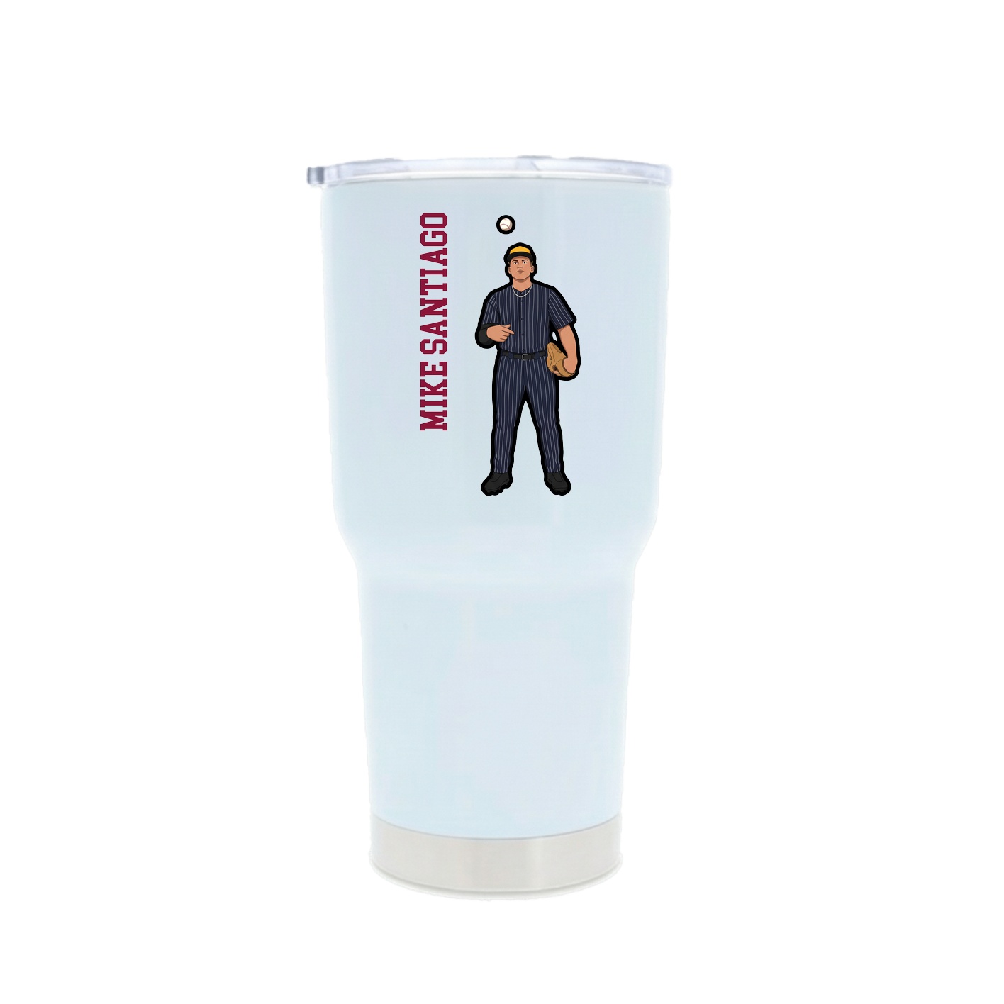 30oz Stainless Steel Tumbler — Name Vertical in White