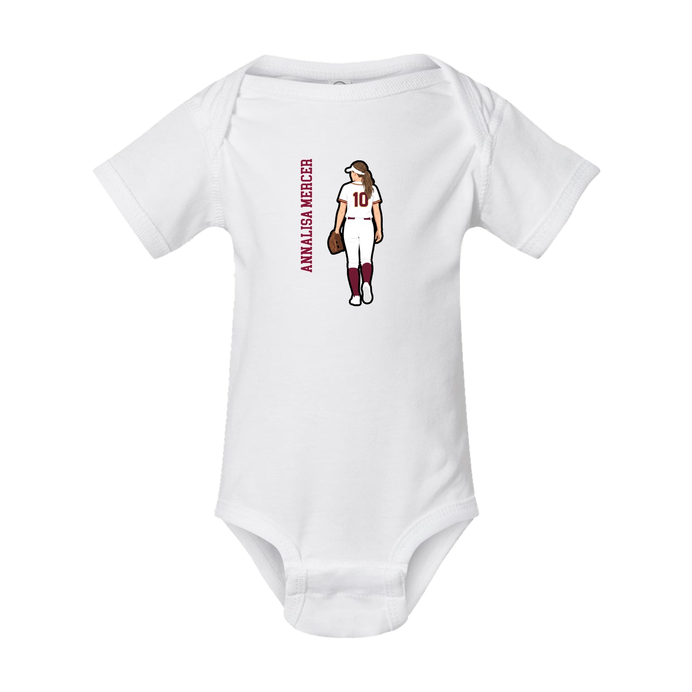 Baby Onesie — Name Vertical in White