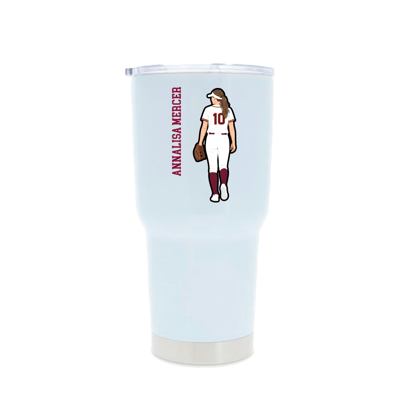 30oz Stainless Steel Tumbler — Name Vertical in White