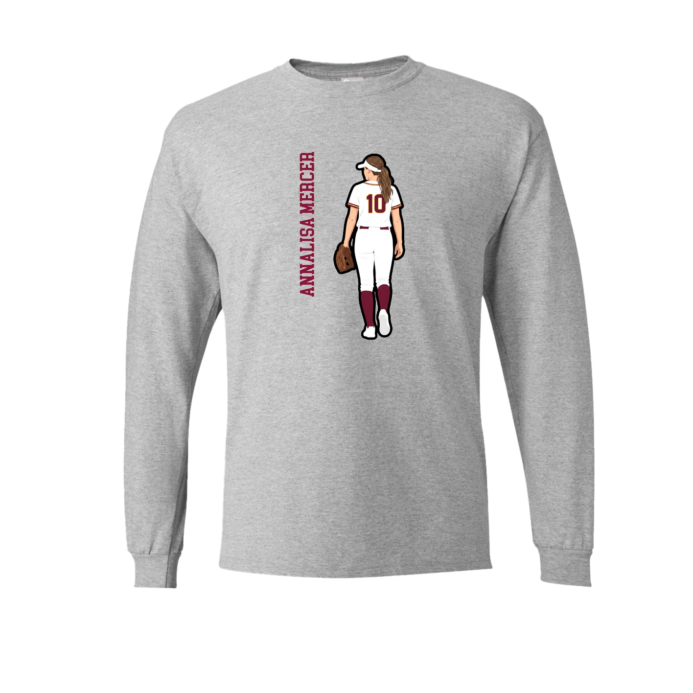 Long Sleeve Tee — Name Vertical in Grey