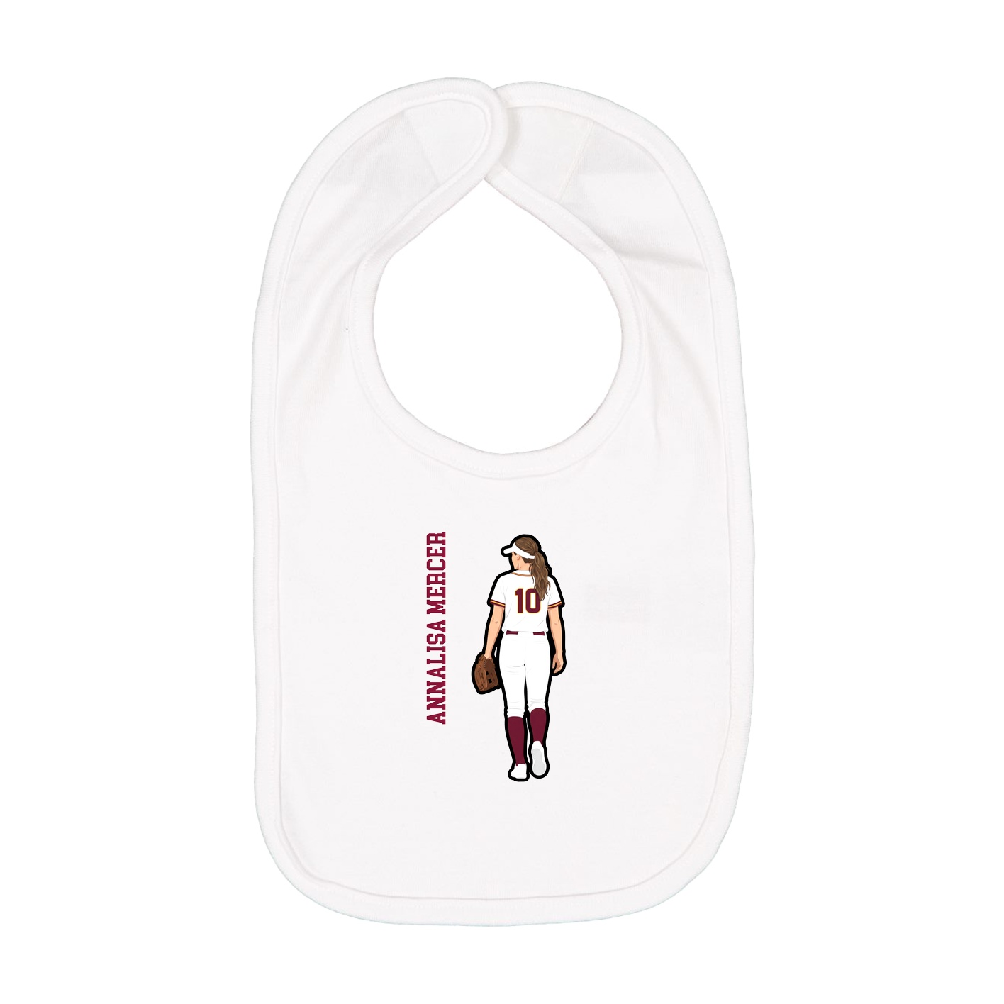 Infant Bib — Name Vertical in White