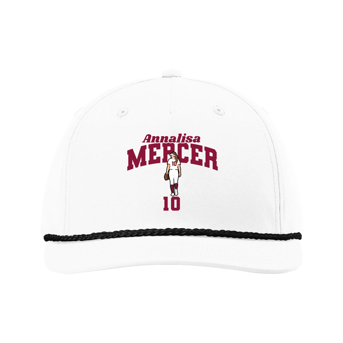 Five-Panel Classic Rope Cap — Signature Arch in White