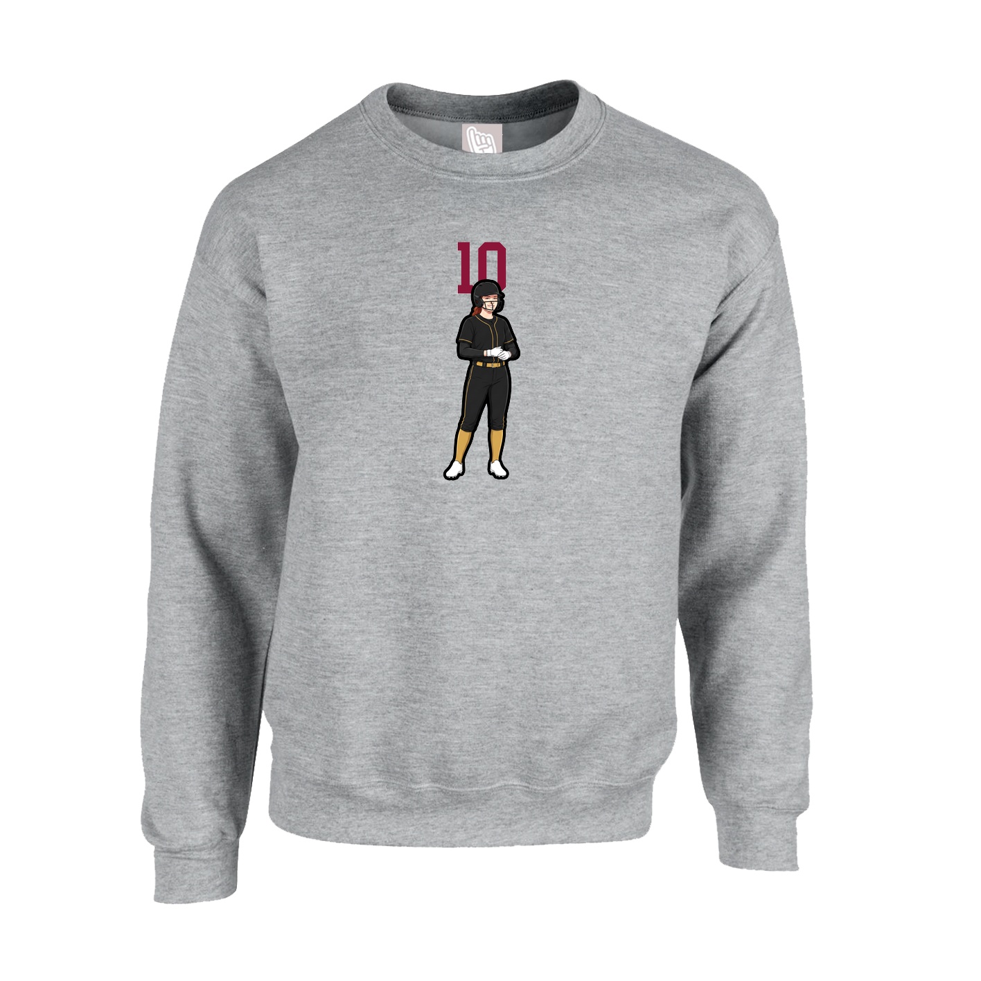 Fleece Crew — Number Top in Grey