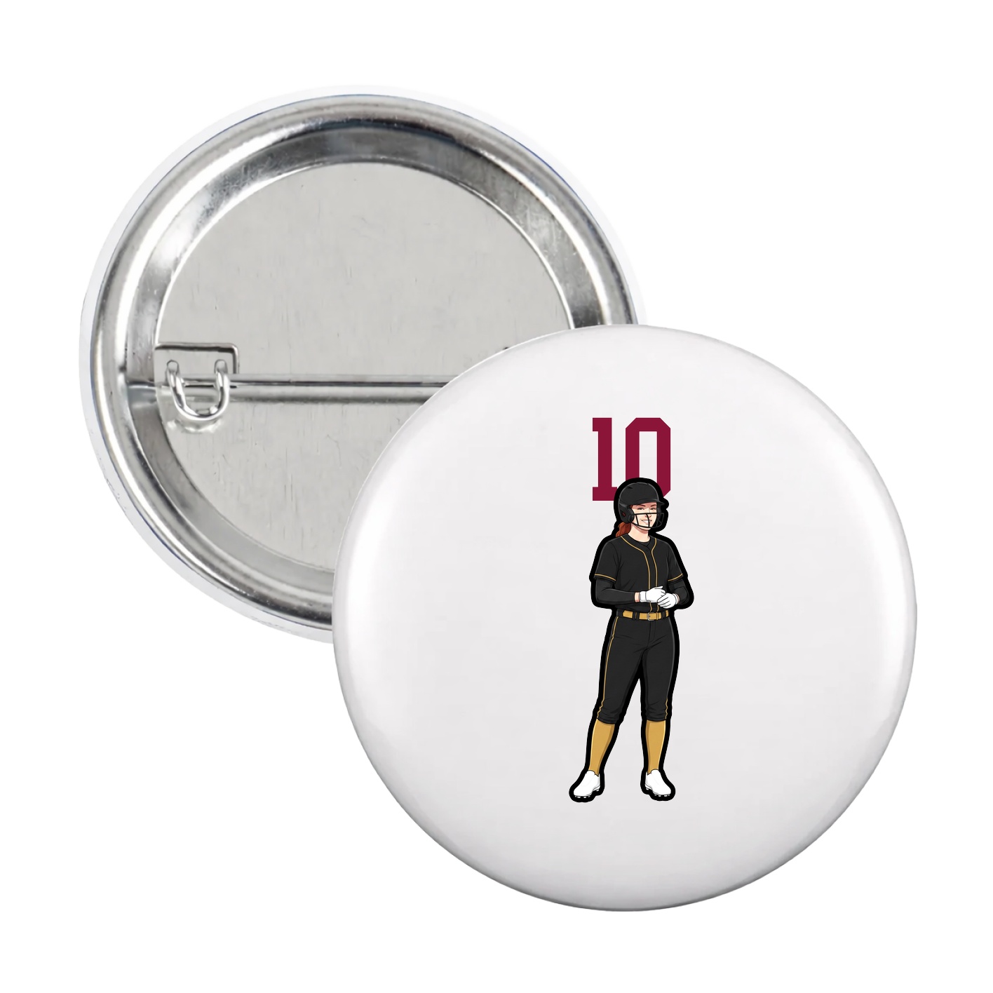 Game Day Button — Number Top in White