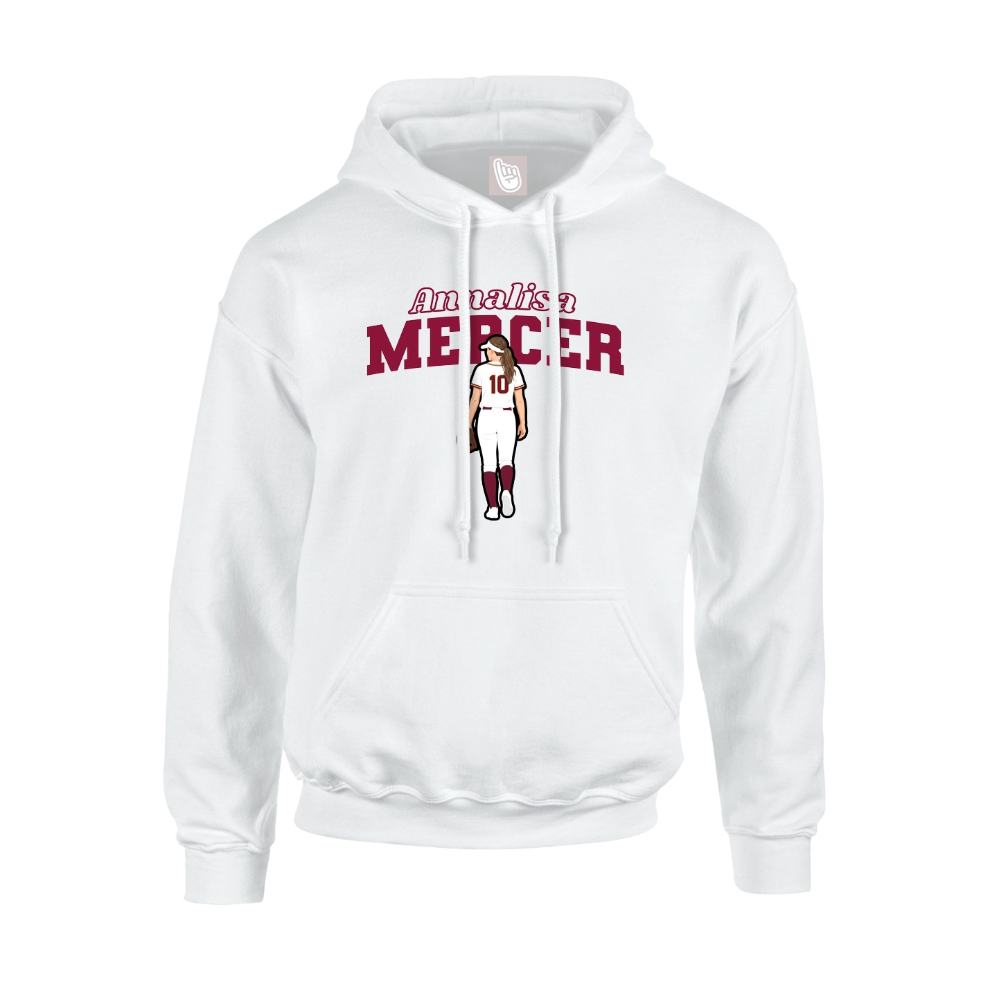 Youth Hoodie — Name Arch in White