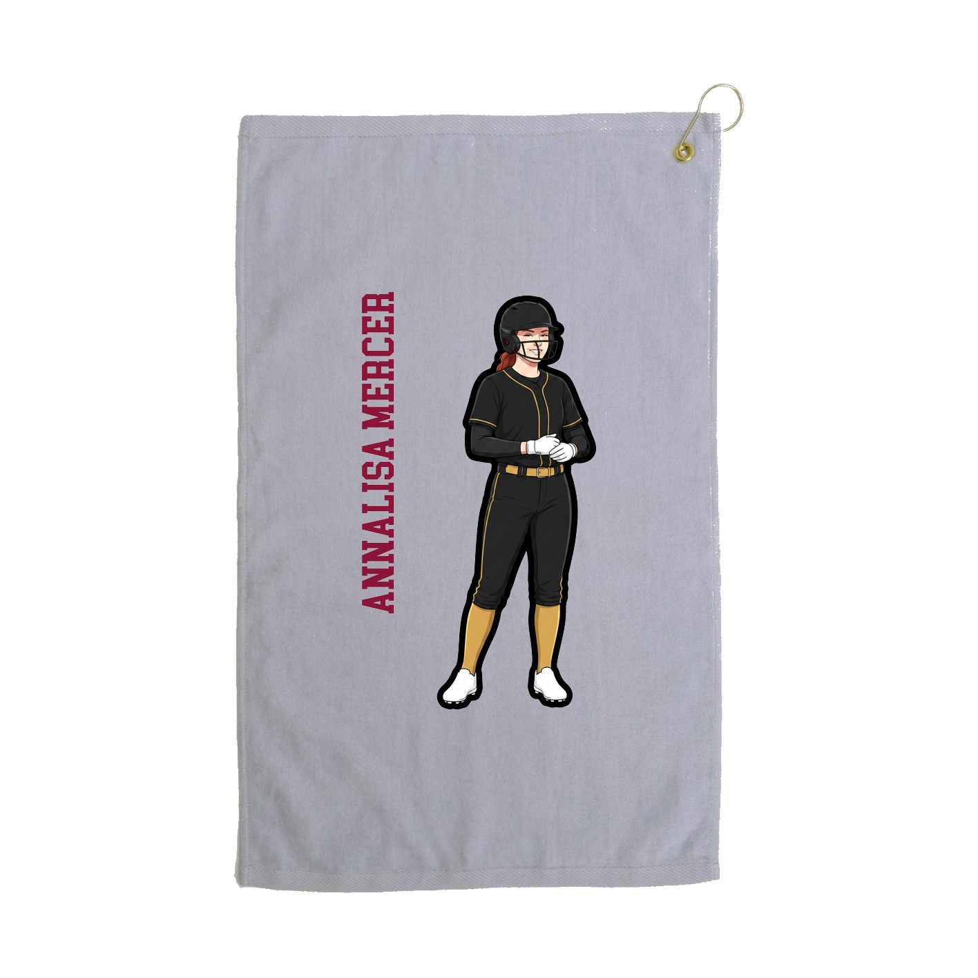 Golf Towel — Name Vertical in Grey