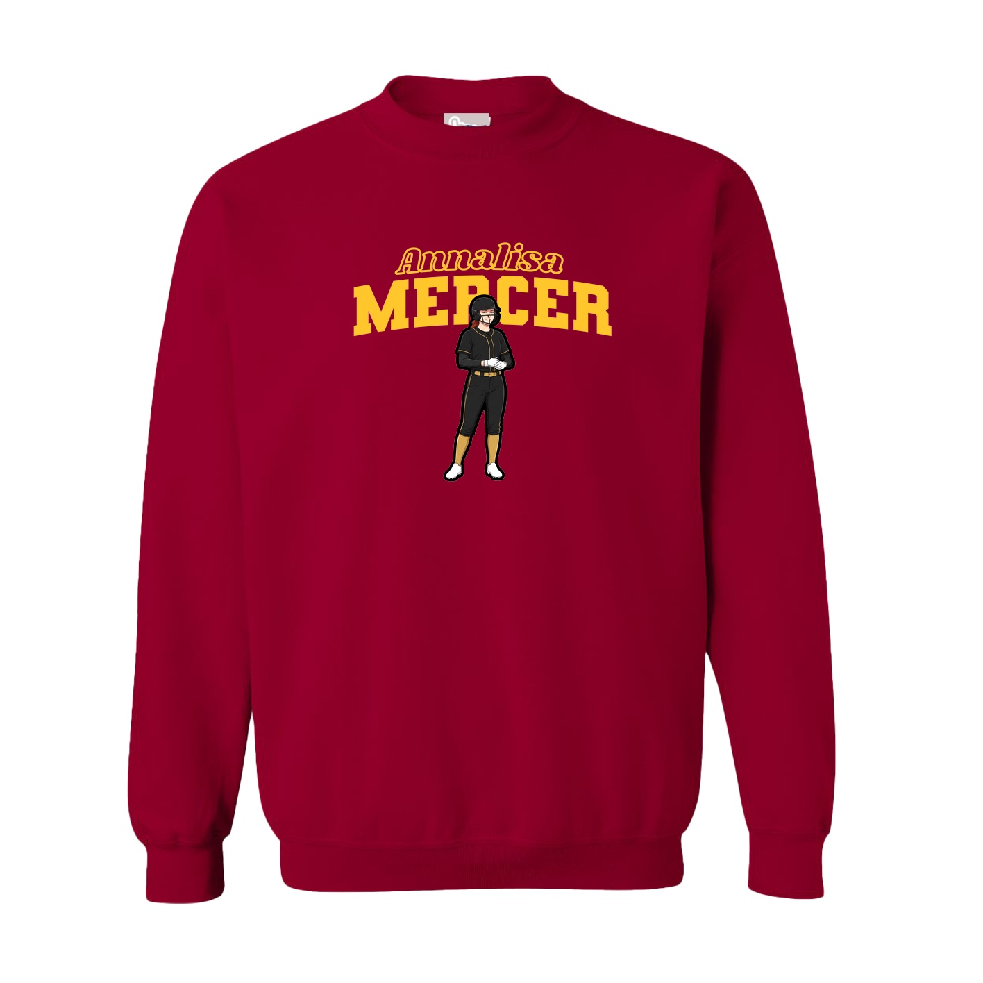 Fleece Crew — Name Arch in Cardinal