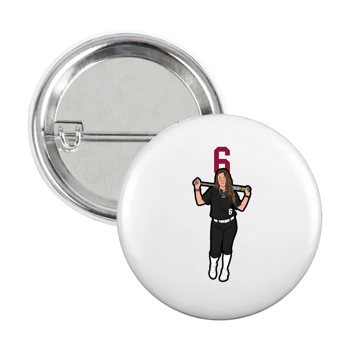 Game Day Button — Number Top in White