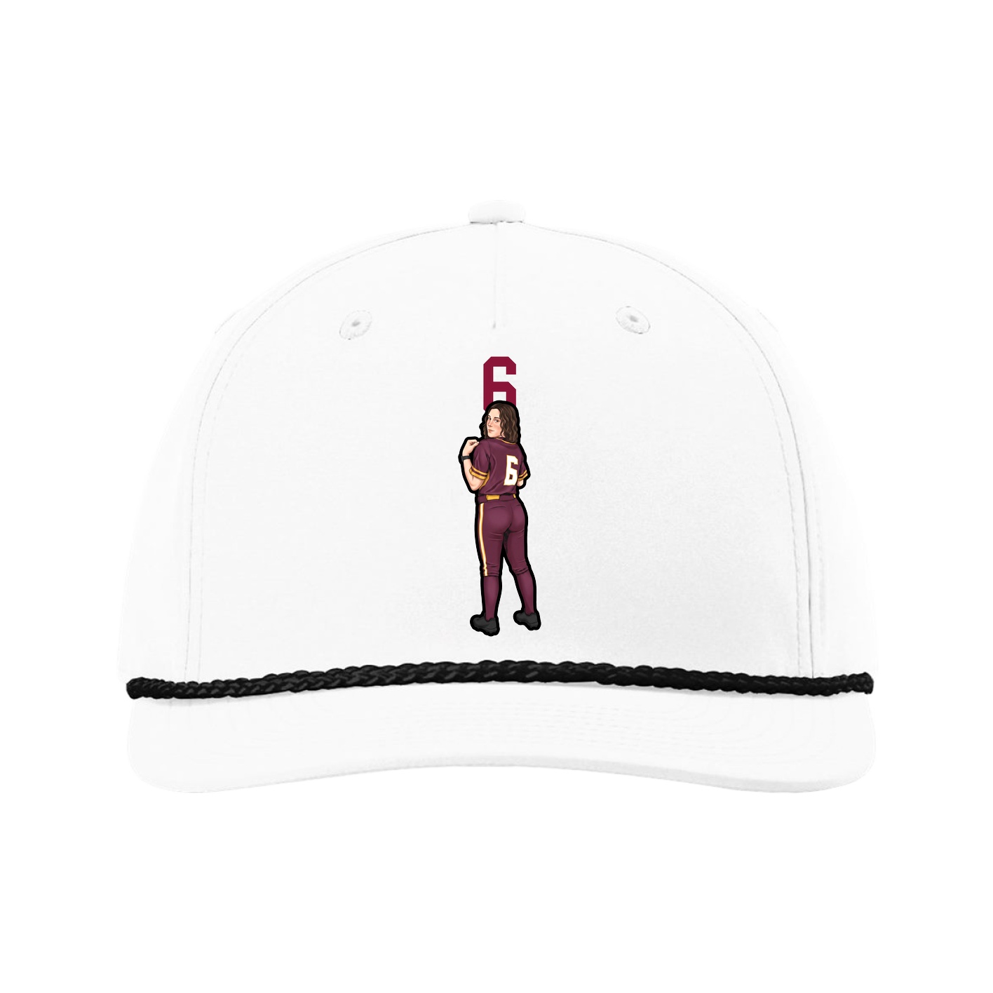 Five-Panel Classic Rope Cap — Number Top in White