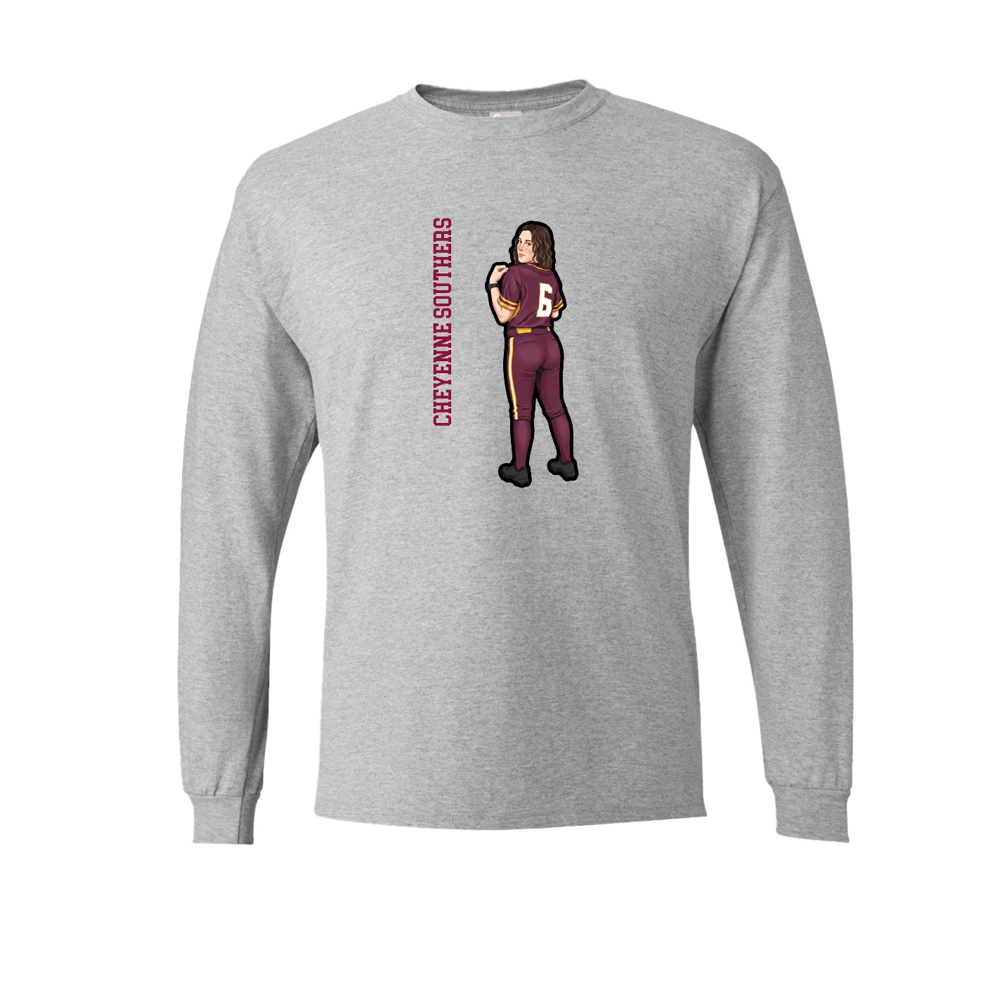 Long Sleeve Tee — Name Vertical in Grey