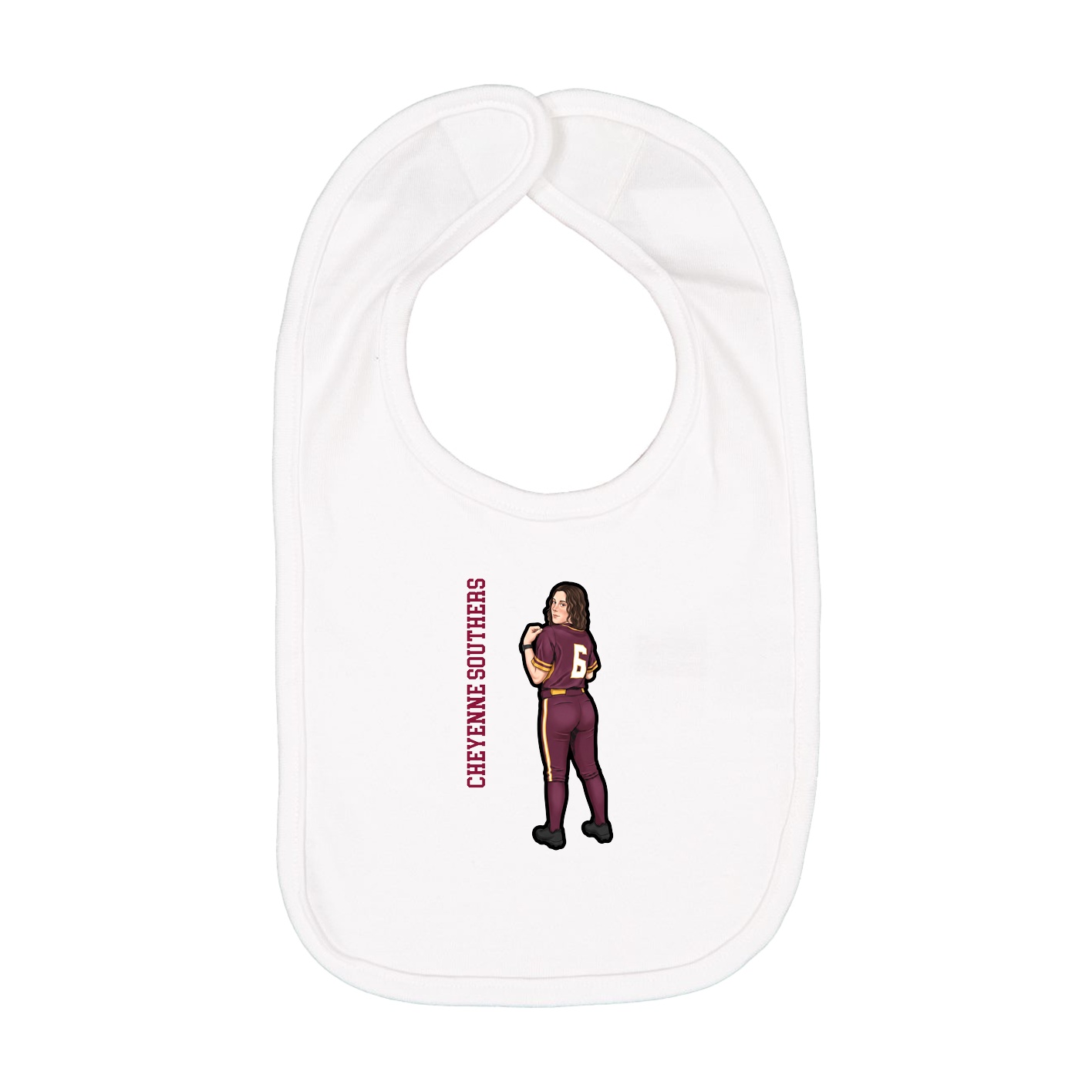 Infant Bib — Name Vertical in White