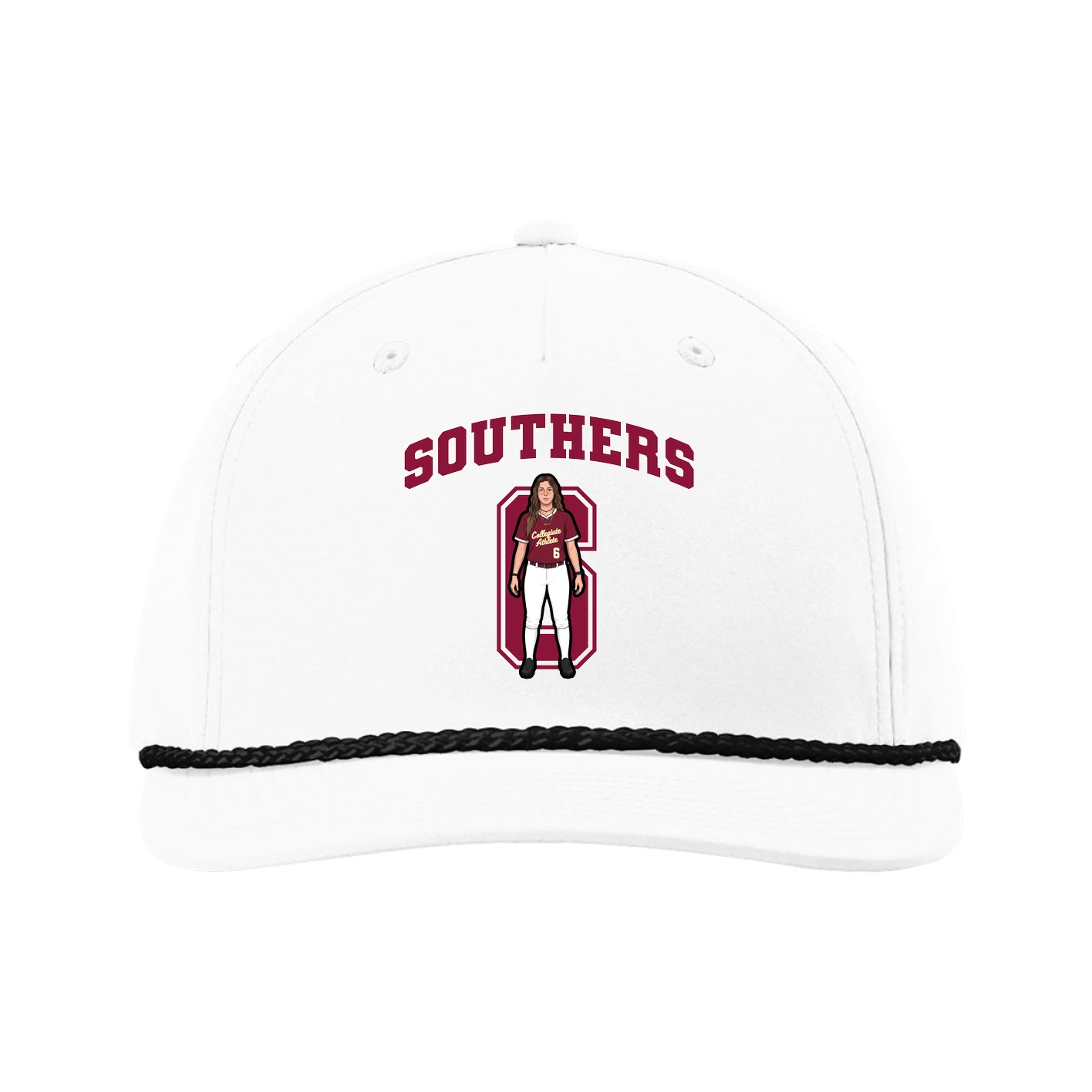 Five-Panel Classic Rope Cap — Number in White