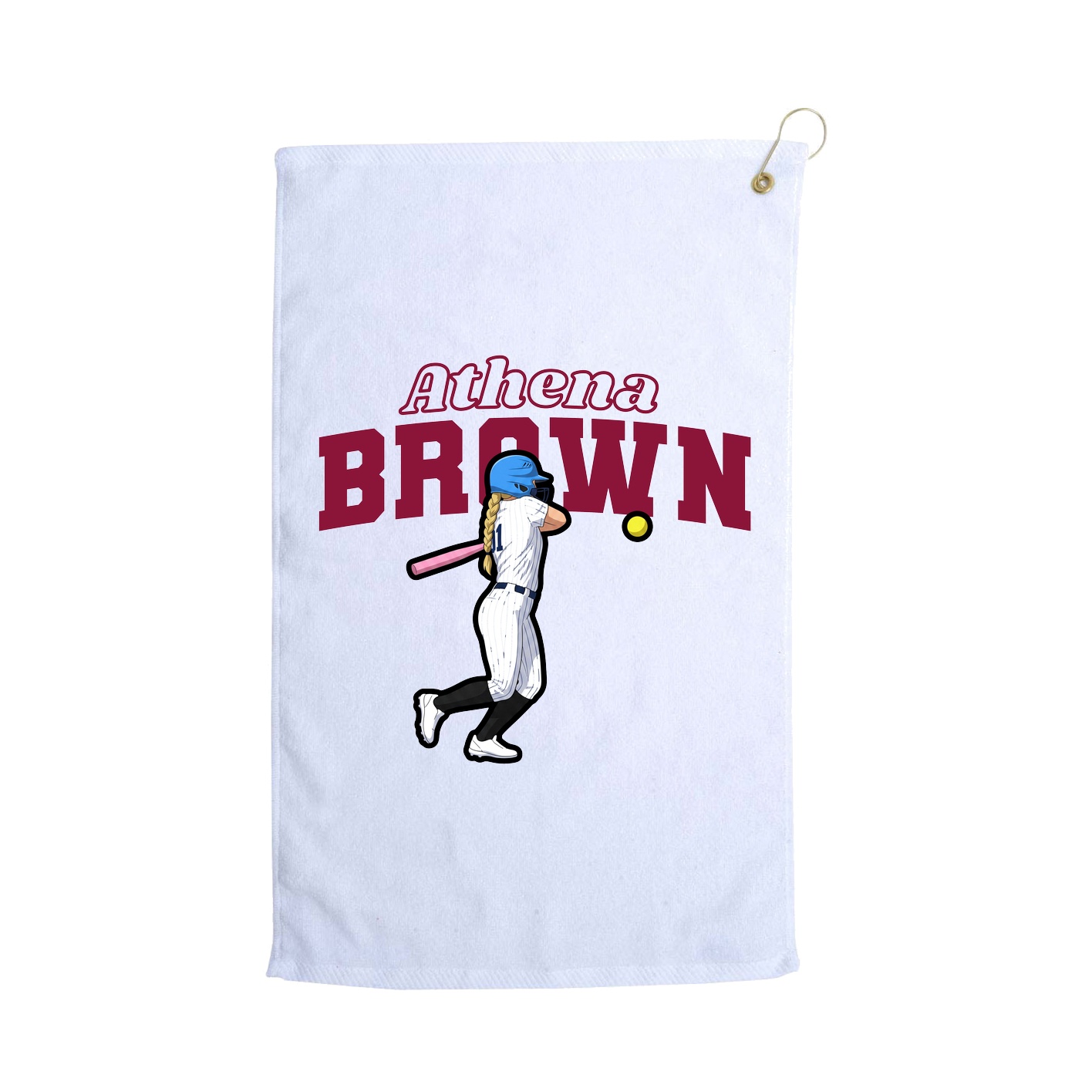 Golf Towel — Name Arch in White