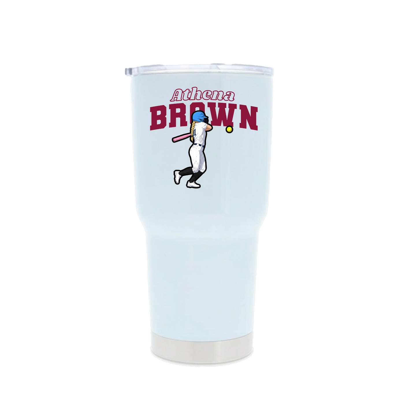 30oz Stainless Steel Tumbler — Name Arch in White