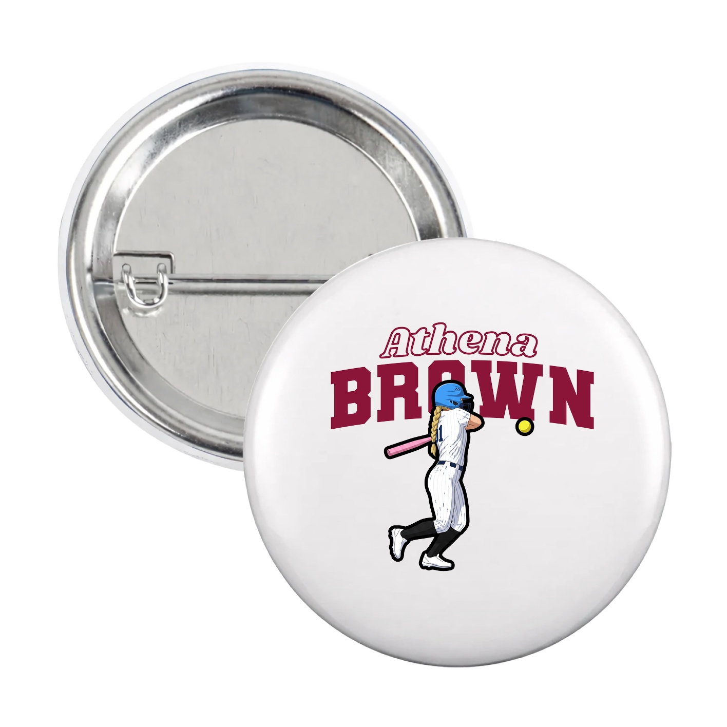 Game Day Button — Name Arch in White
