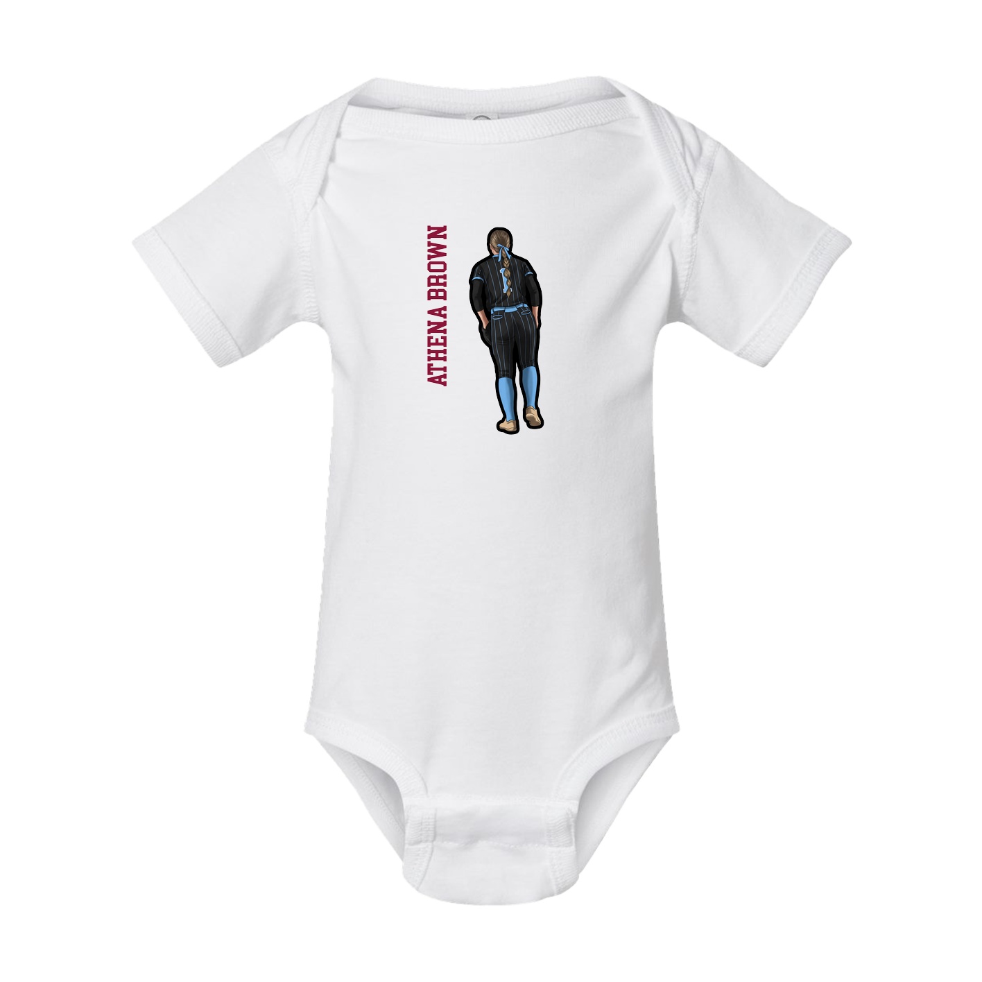 Baby Onesie — Name Vertical in White