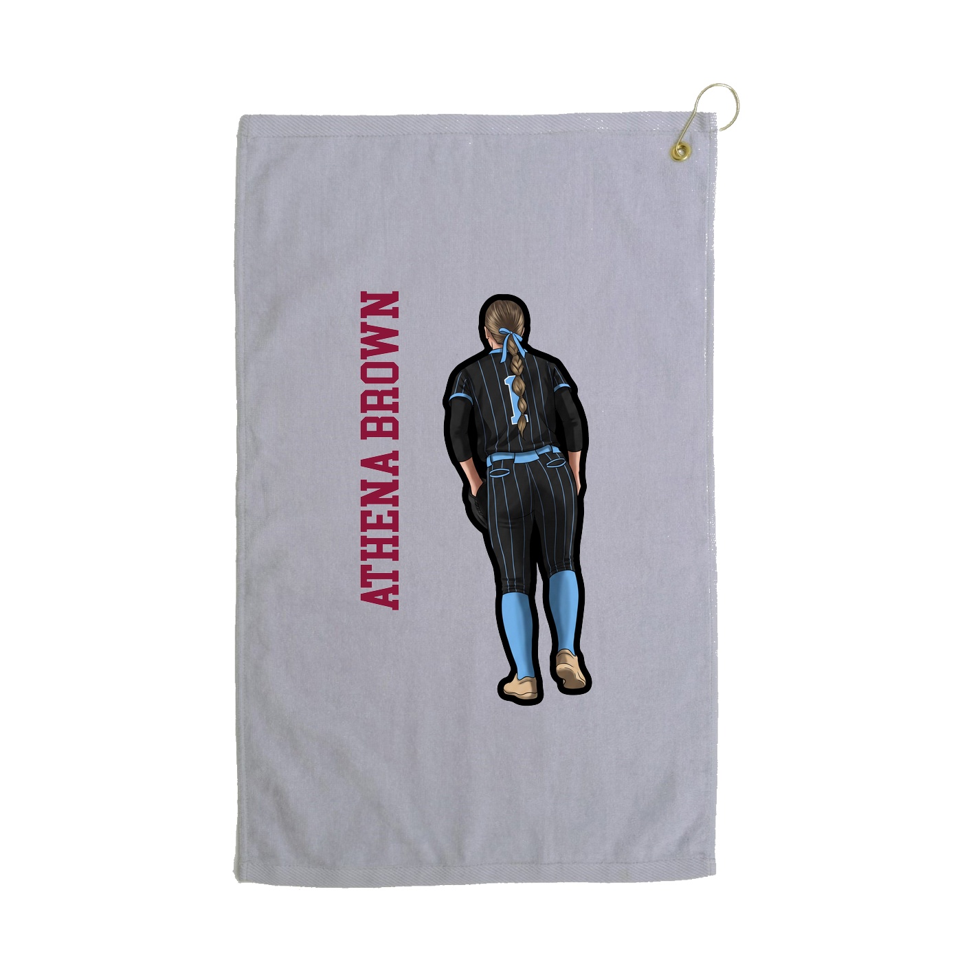 Golf Towel — Name Vertical in Grey