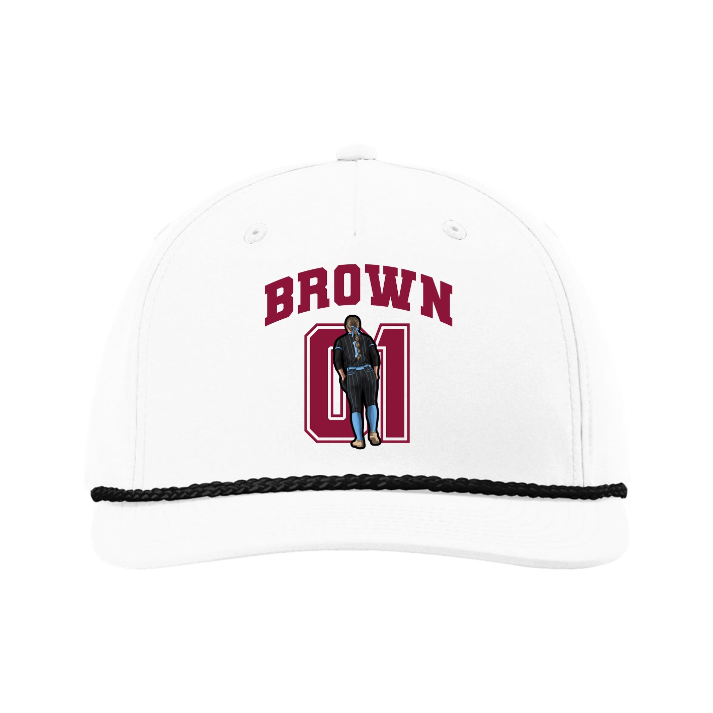 Five-Panel Classic Rope Cap — Number in White