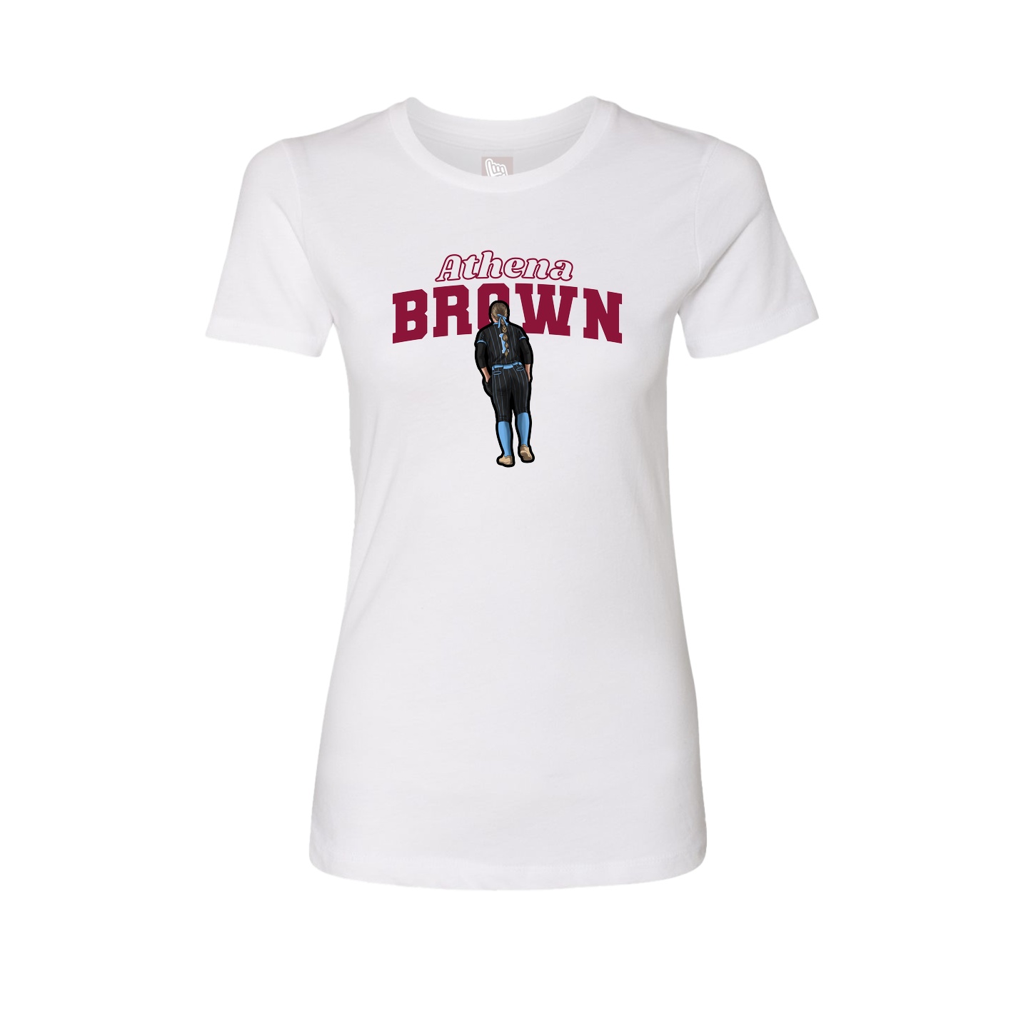 Fitted Women's Tee — Name Arch in White