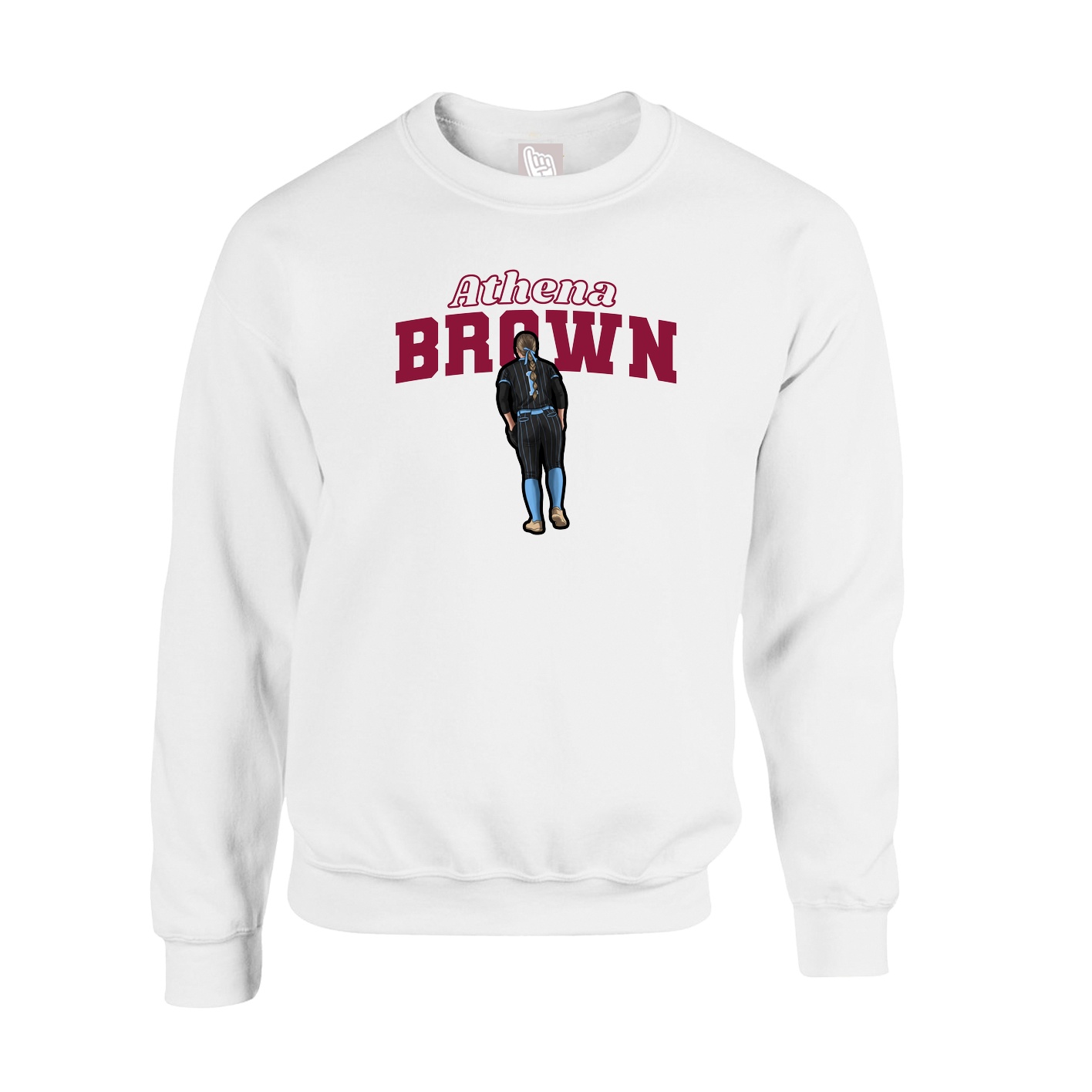 Fleece Crew — Name Arch in White