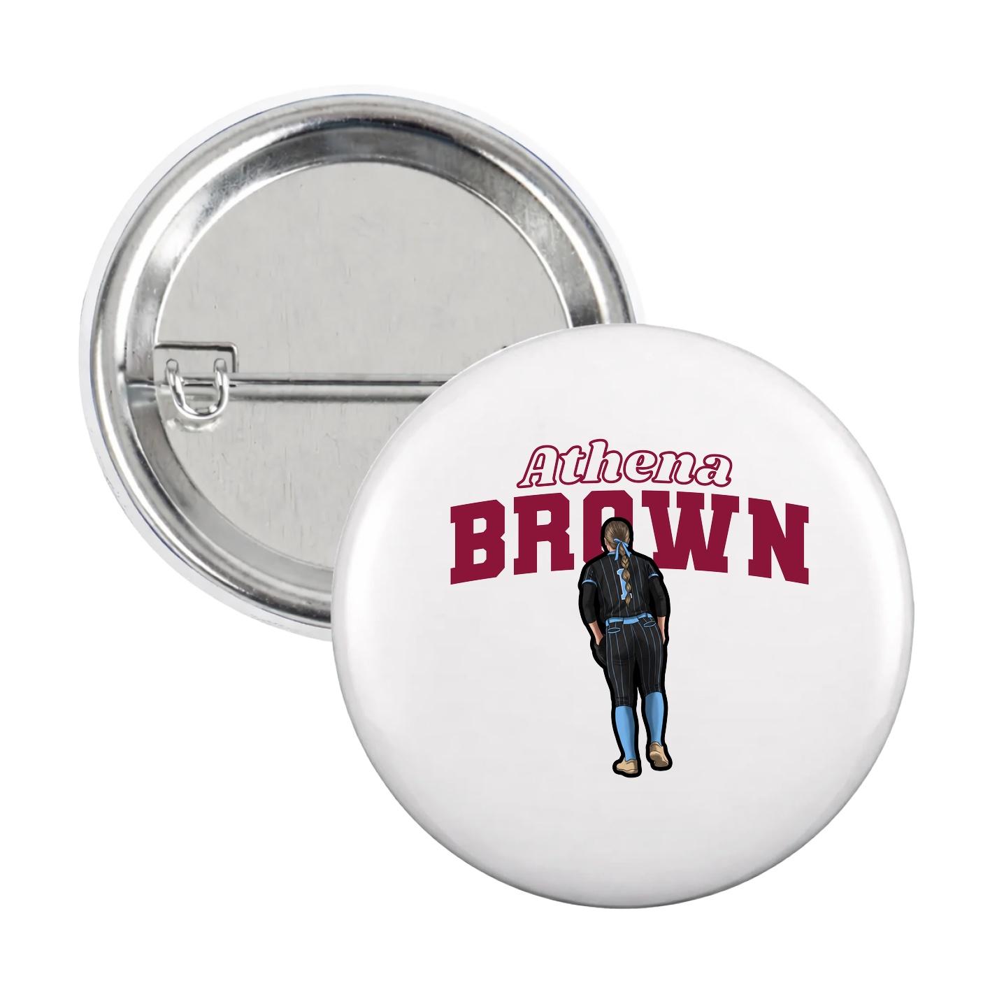 Game Day Button — Name Arch in White