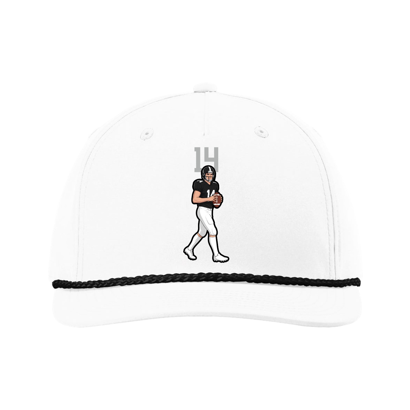 Five-Panel Classic Rope Cap — Number Top in White
