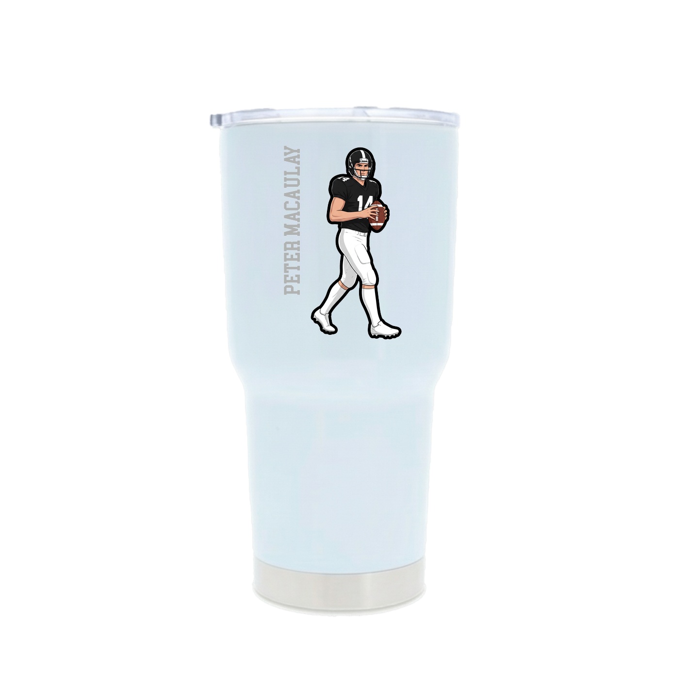 30oz Stainless Steel Tumbler — Name Vertical in White