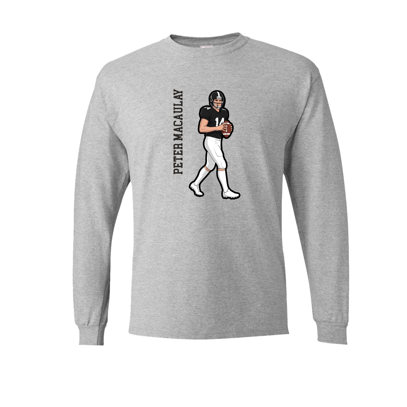 Long Sleeve Tee — Name Vertical in Grey