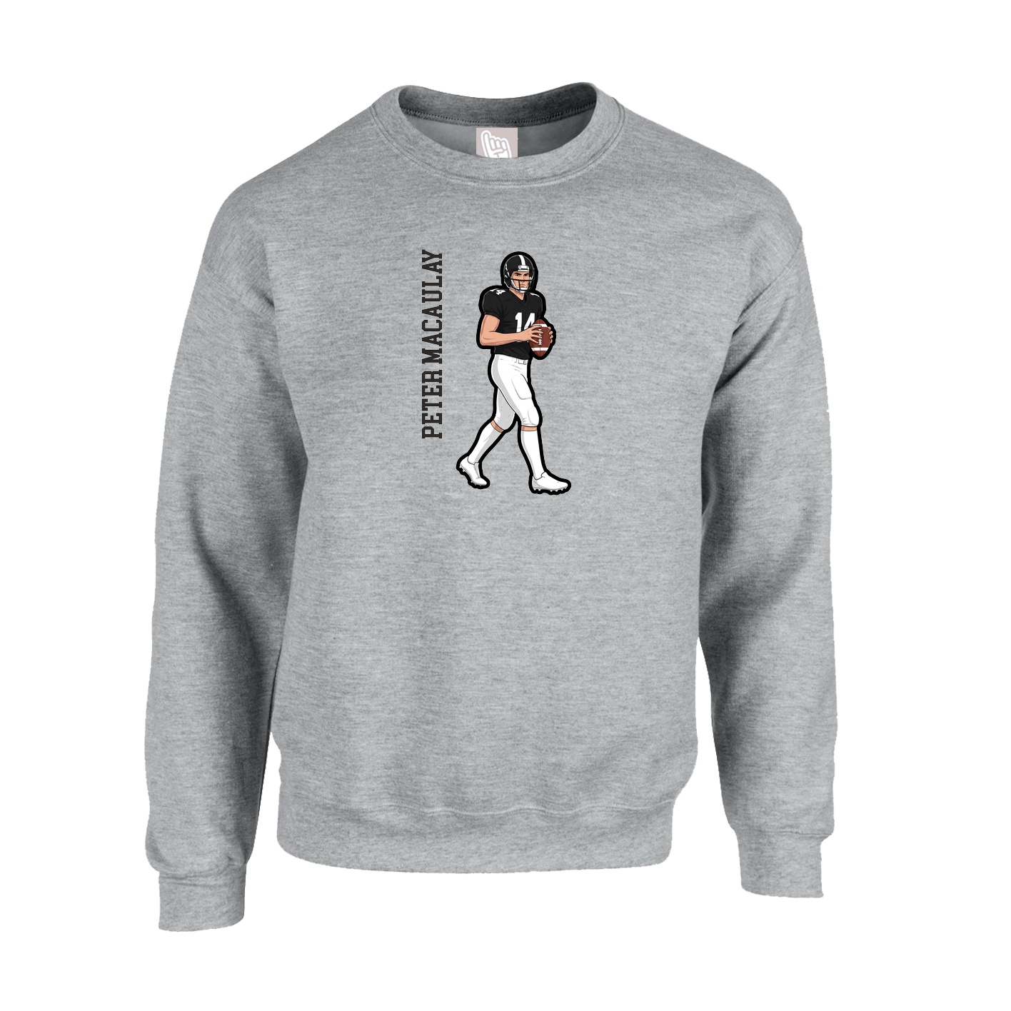 Fleece Crew — Name Vertical in Grey