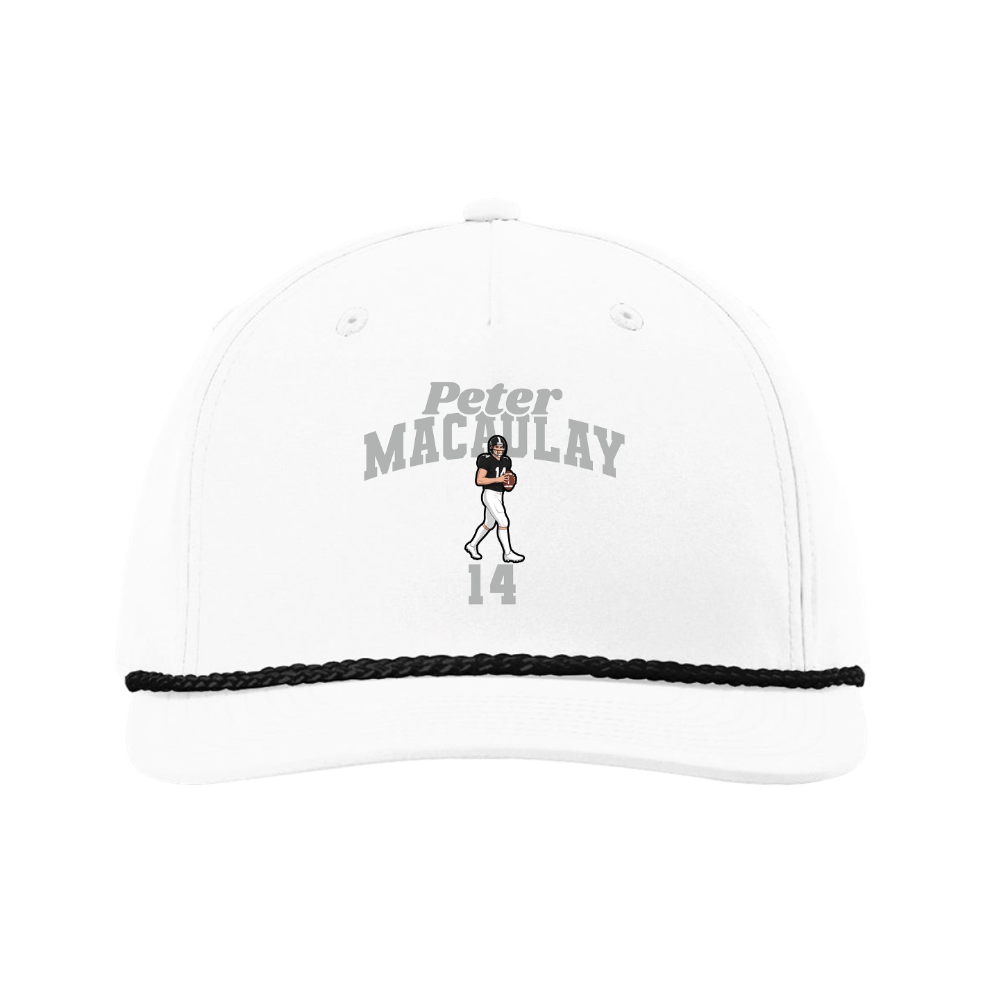 Five-Panel Classic Rope Cap — Signature Arch in White