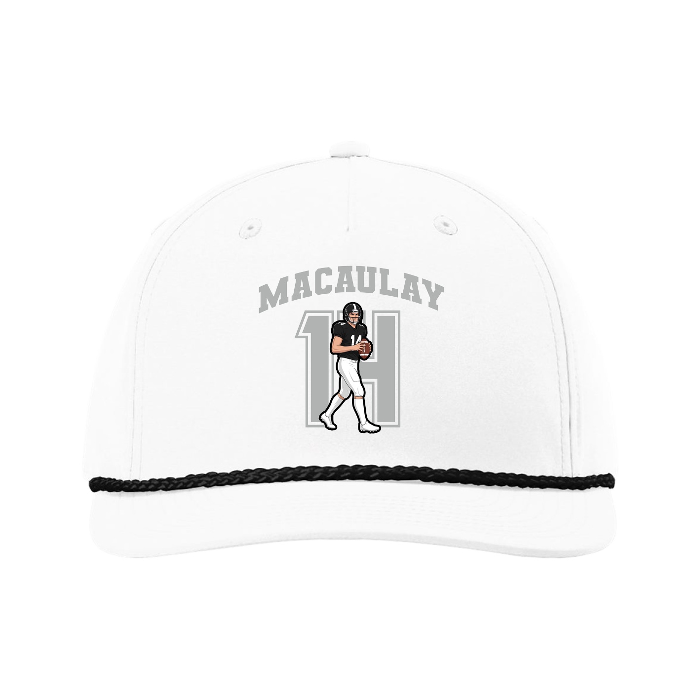 Five-Panel Classic Rope Cap — Number in White