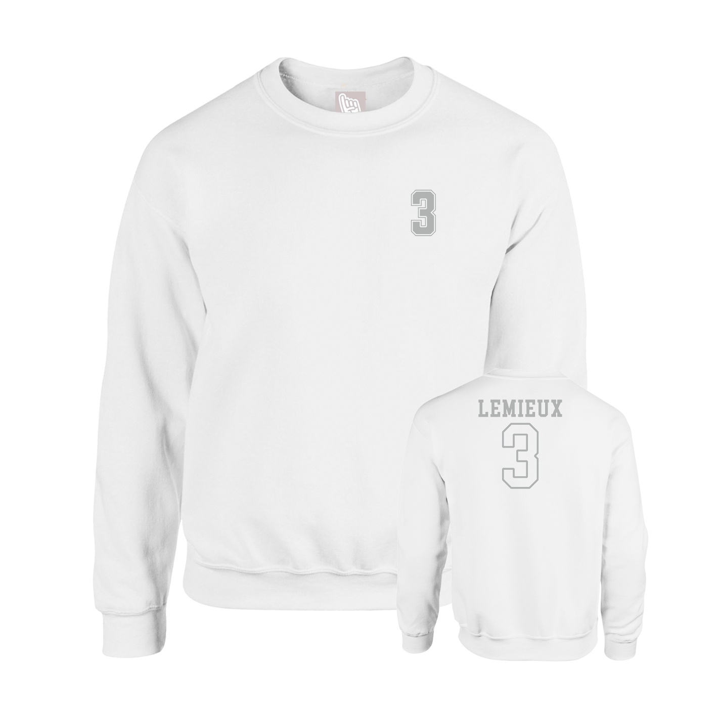 Fleece Crew — Chest Back in White