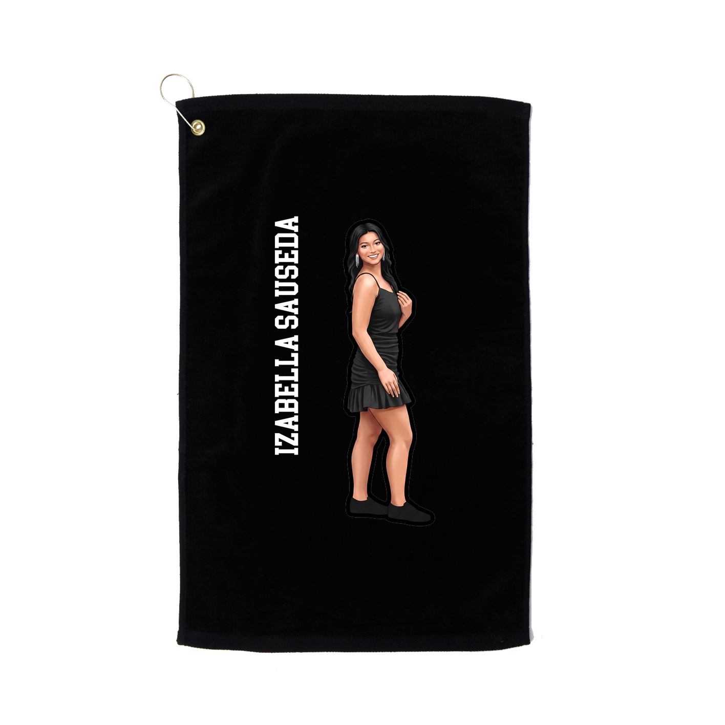 Golf Towel — Name Vertical in Black