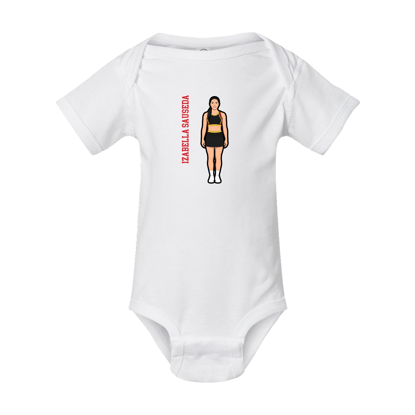 Baby Onesie — Name Vertical in White