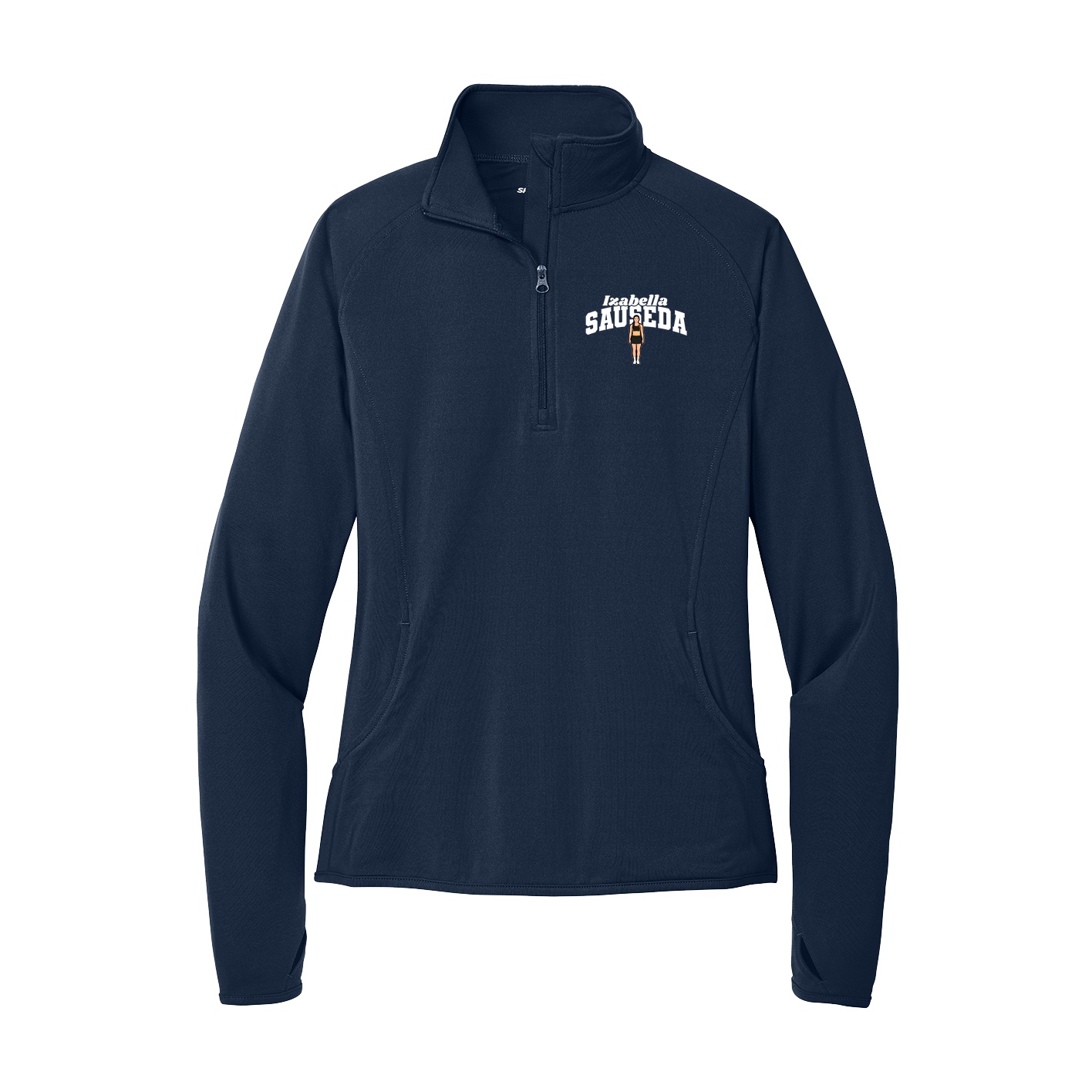 Women's Q-Zip Pullover — Signature Arch in Navy