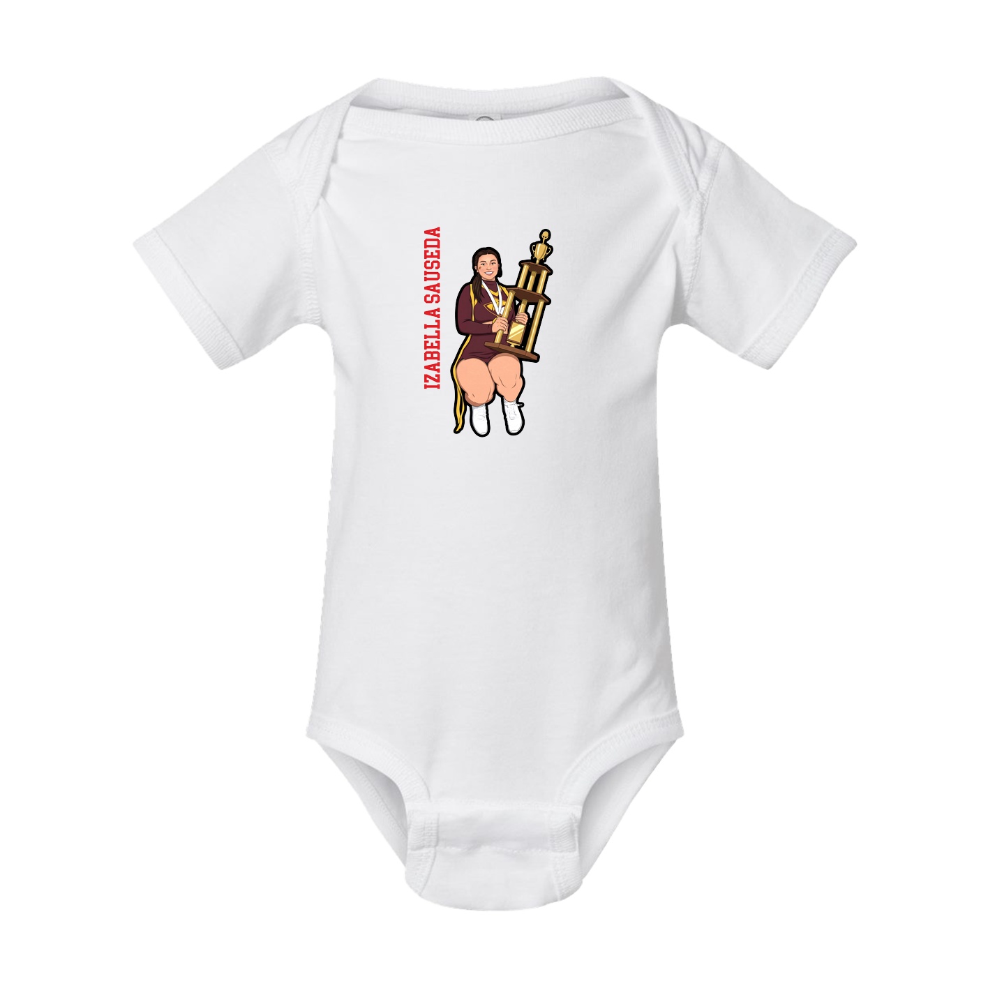 Baby Onesie — Name Vertical in White