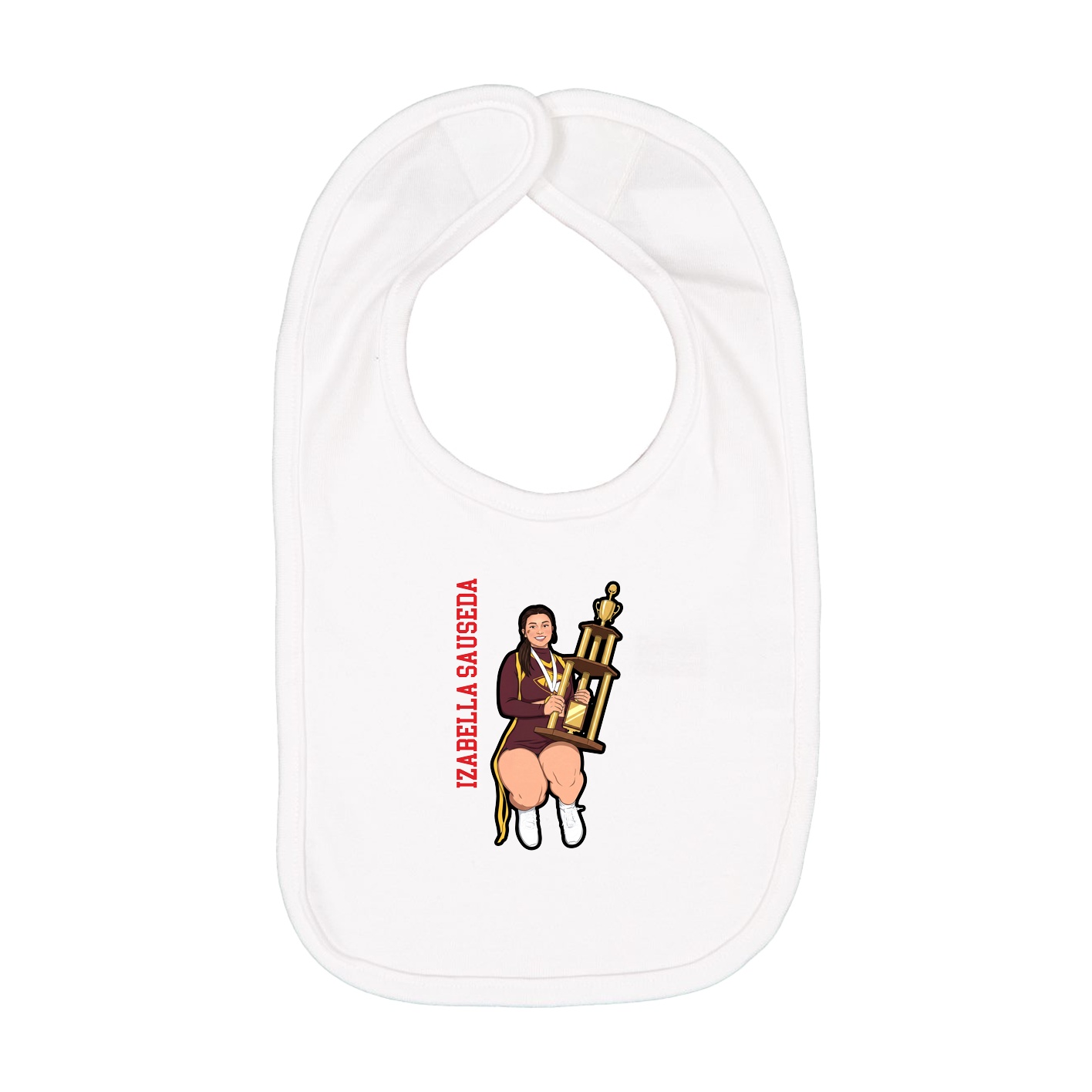 Infant Bib — Name Vertical in White