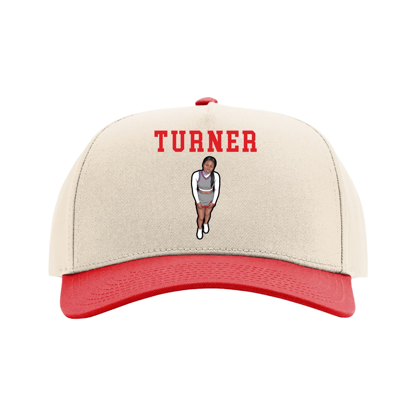 Full Fabric Five-Panel Champ Cap — Shirsey in Cream/Red