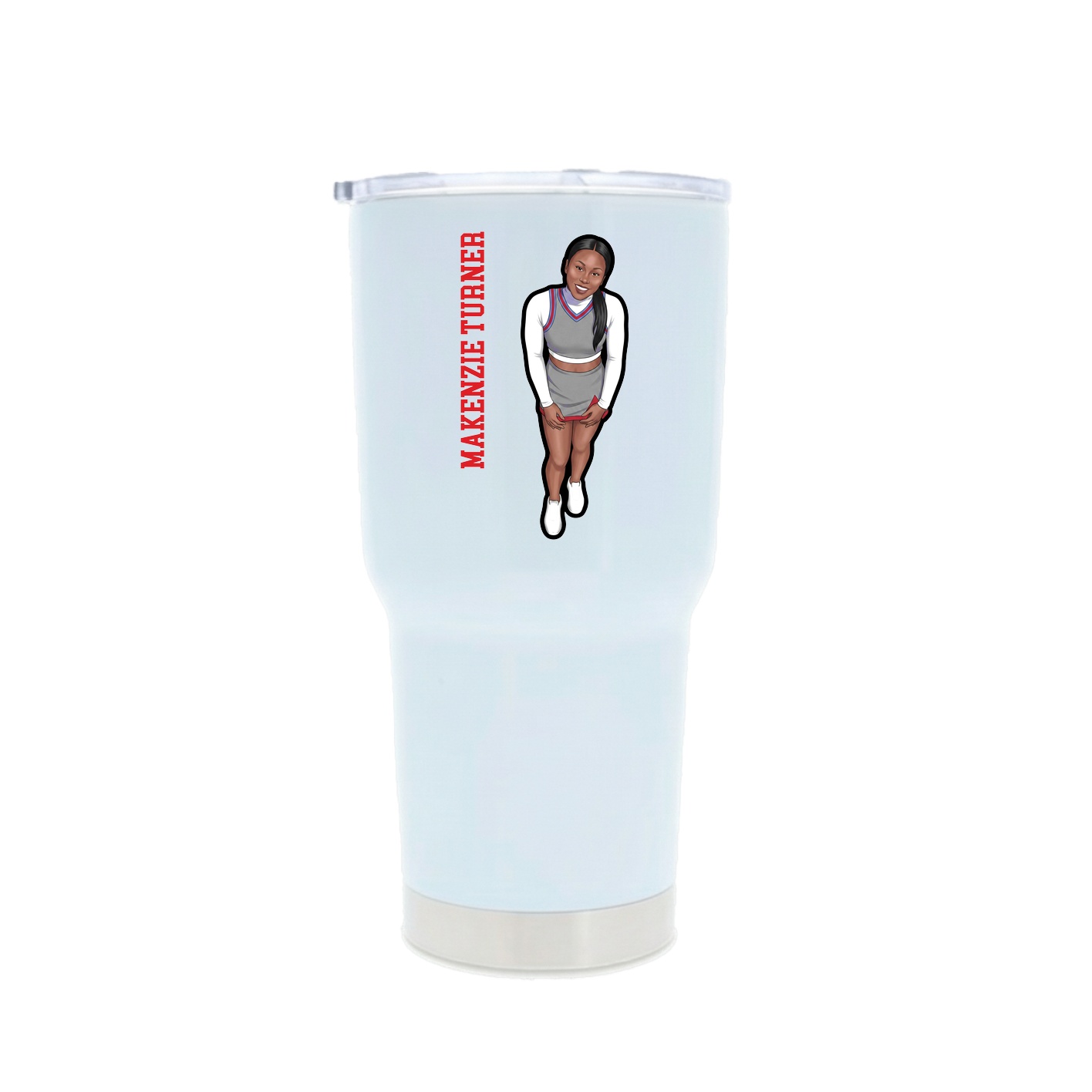 30oz Stainless Steel Tumbler — Name Vertical in White