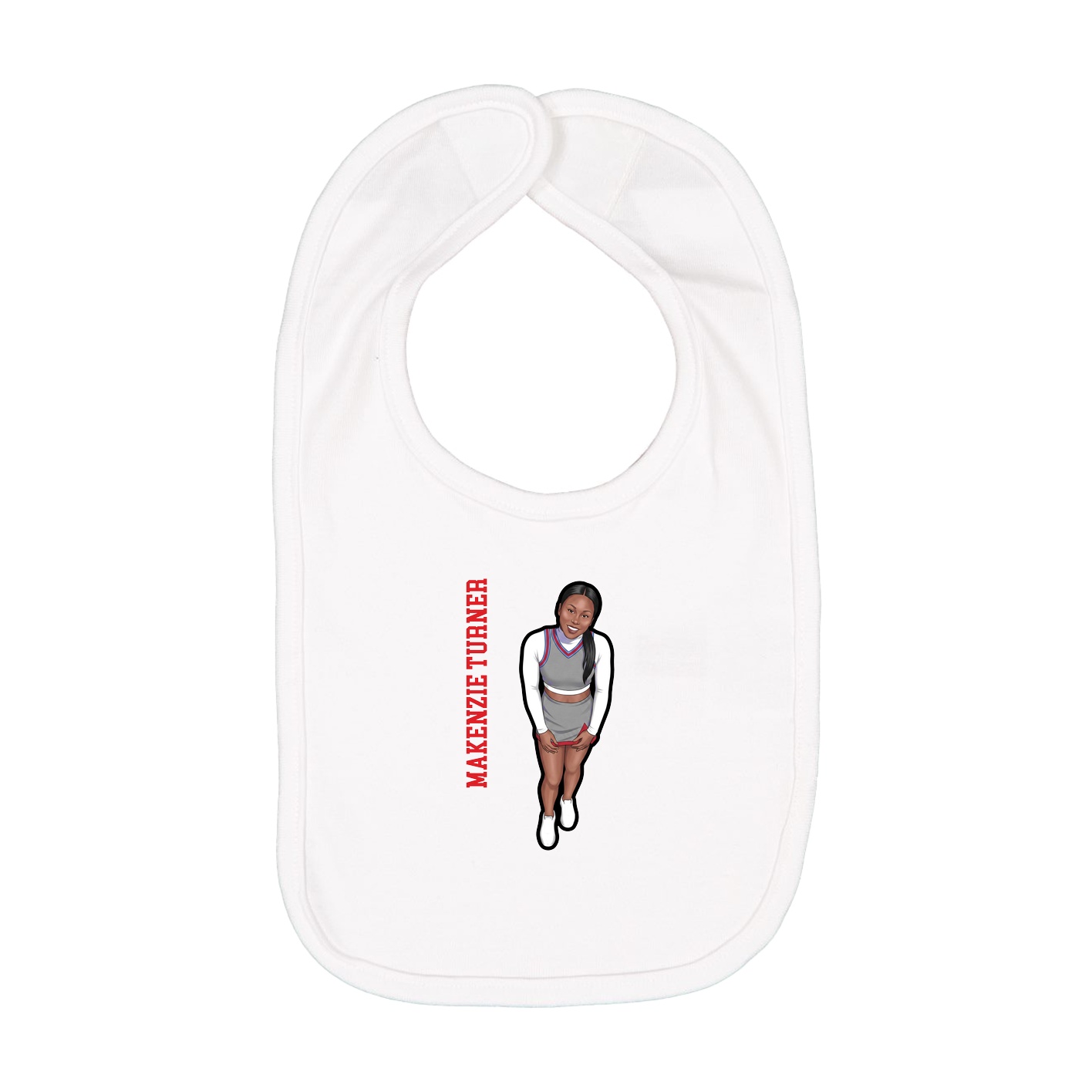 Infant Bib — Name Vertical in White
