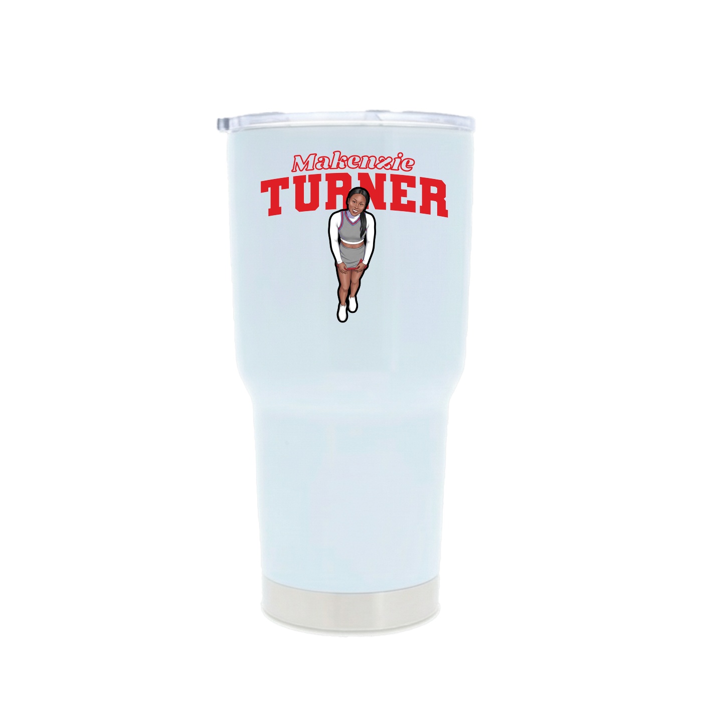 30oz Stainless Steel Tumbler — Name Arch in White