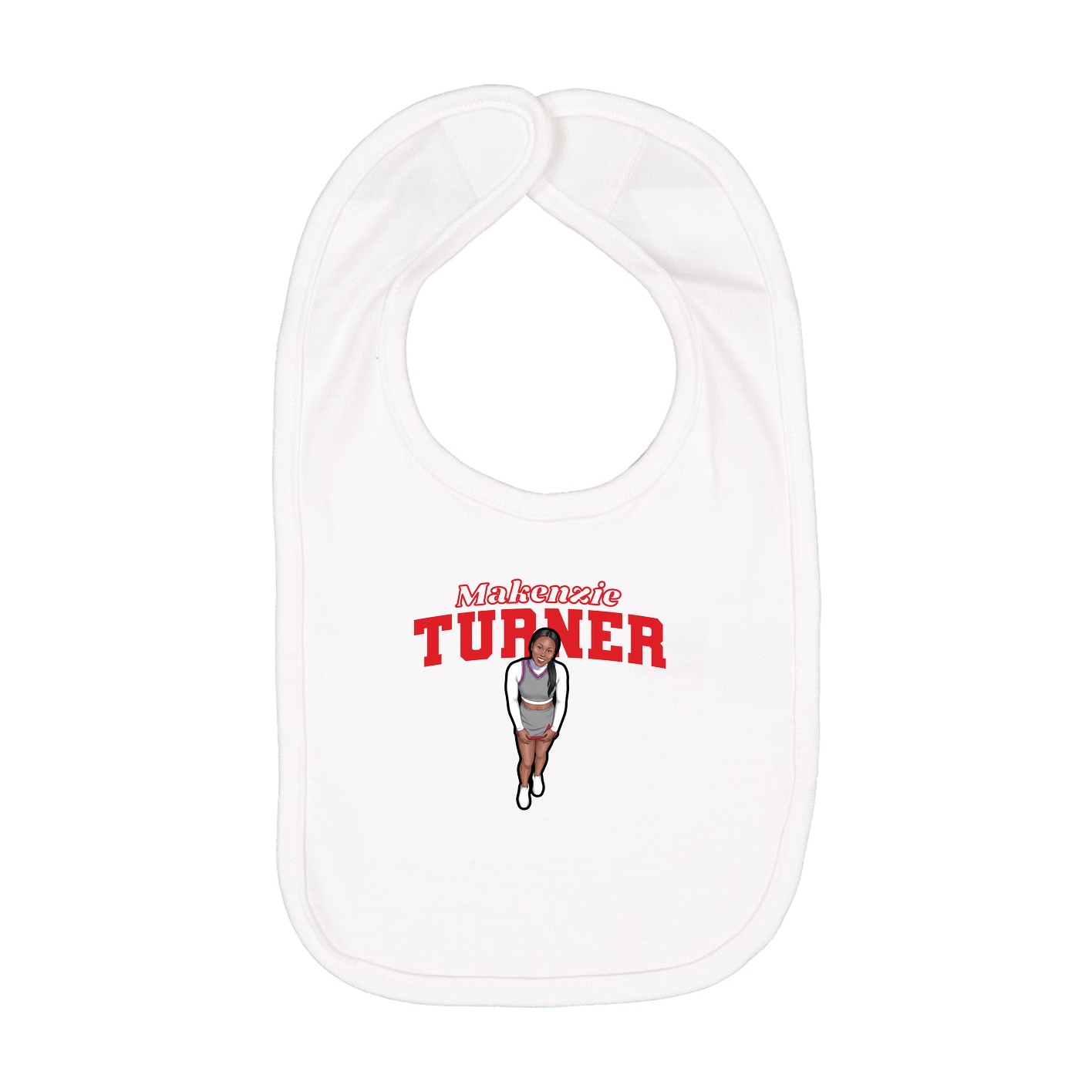 Infant Bib — Name Arch in White